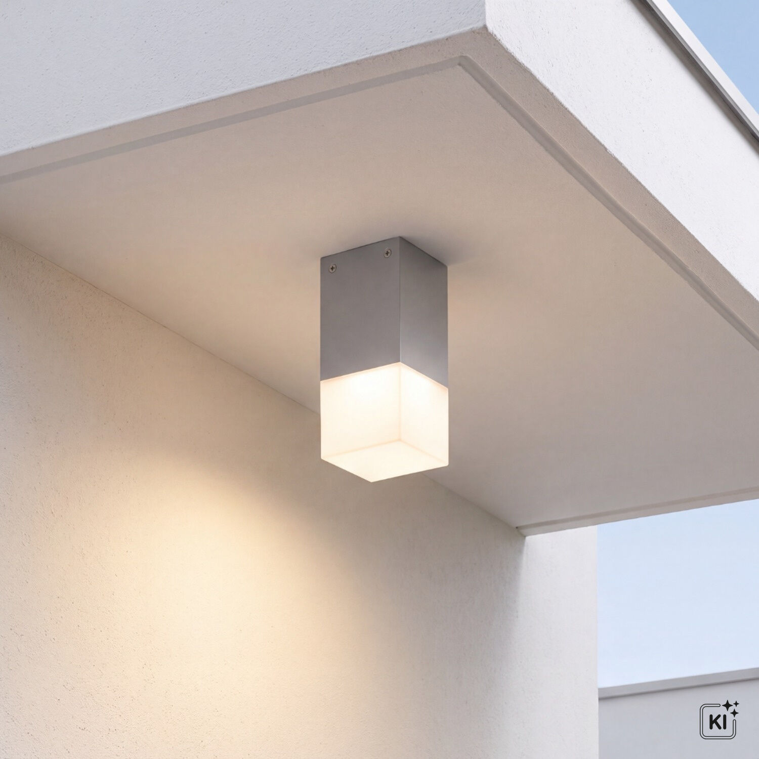 Wandleuchte, Außenleuchte, Kubus-Design, LED-Lampe, Metall