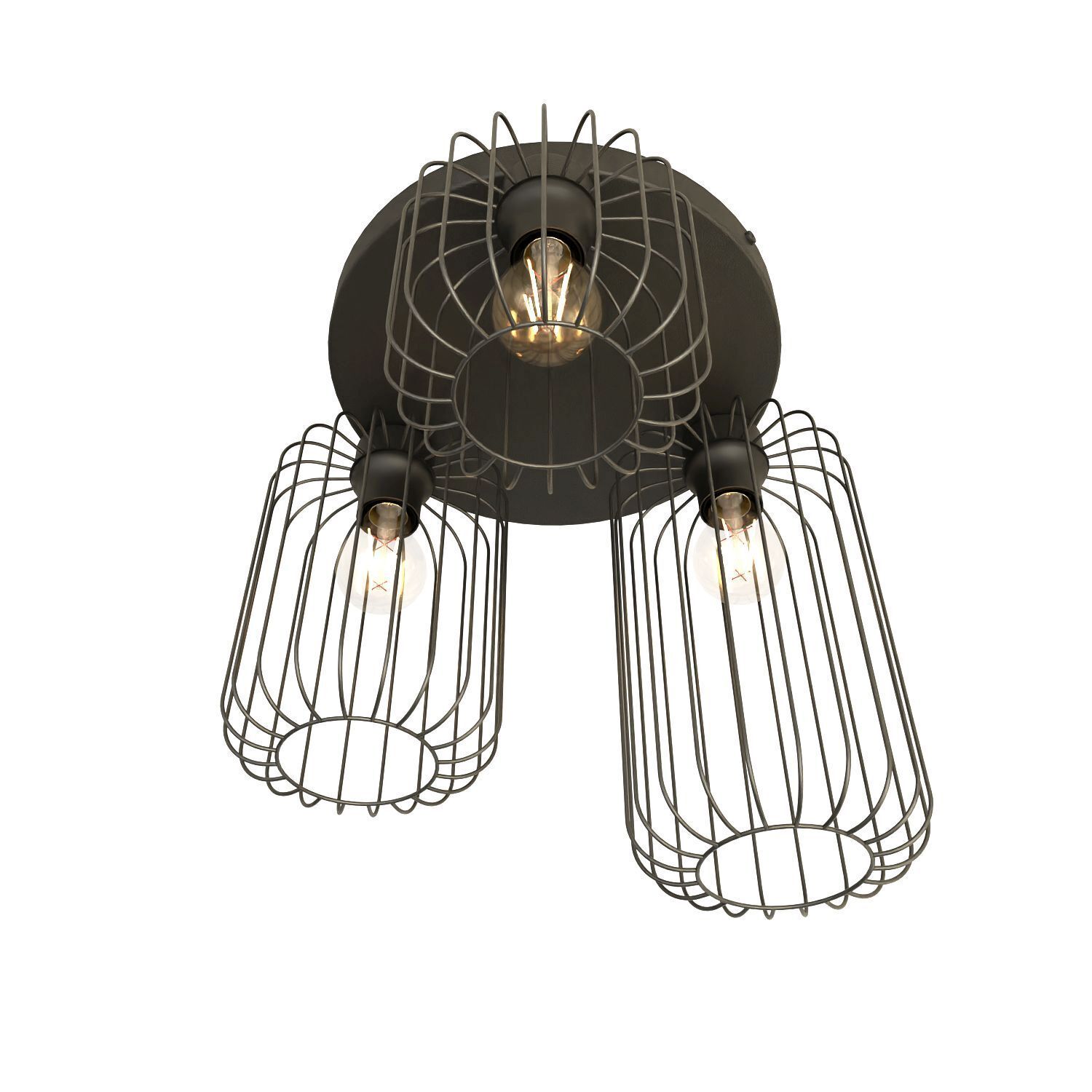 Draht Deckenleuchte Retro Schwarz Metall E27 60 cm lang