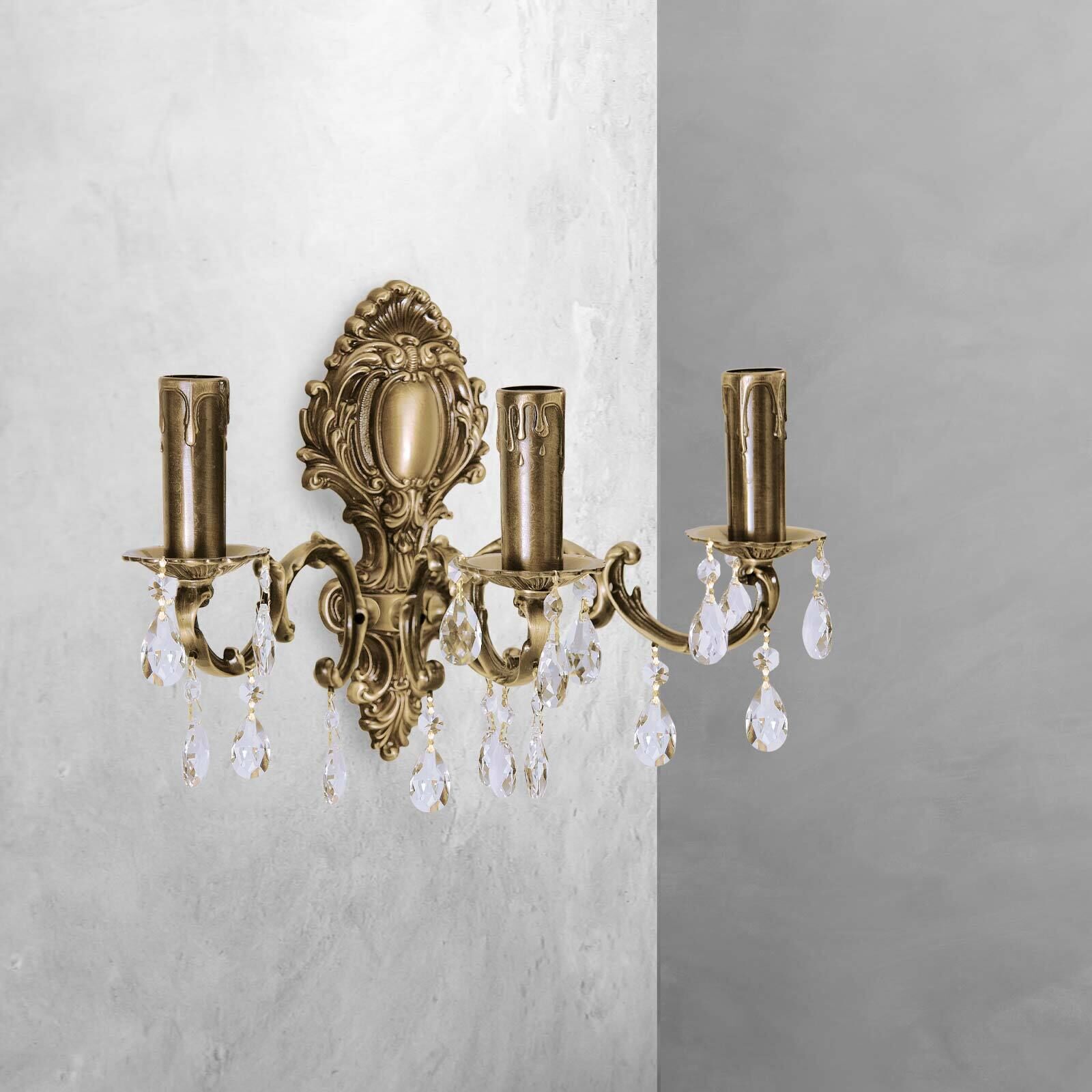Applique murale en bronze clair 3-flamme E14 laiton art nouveau