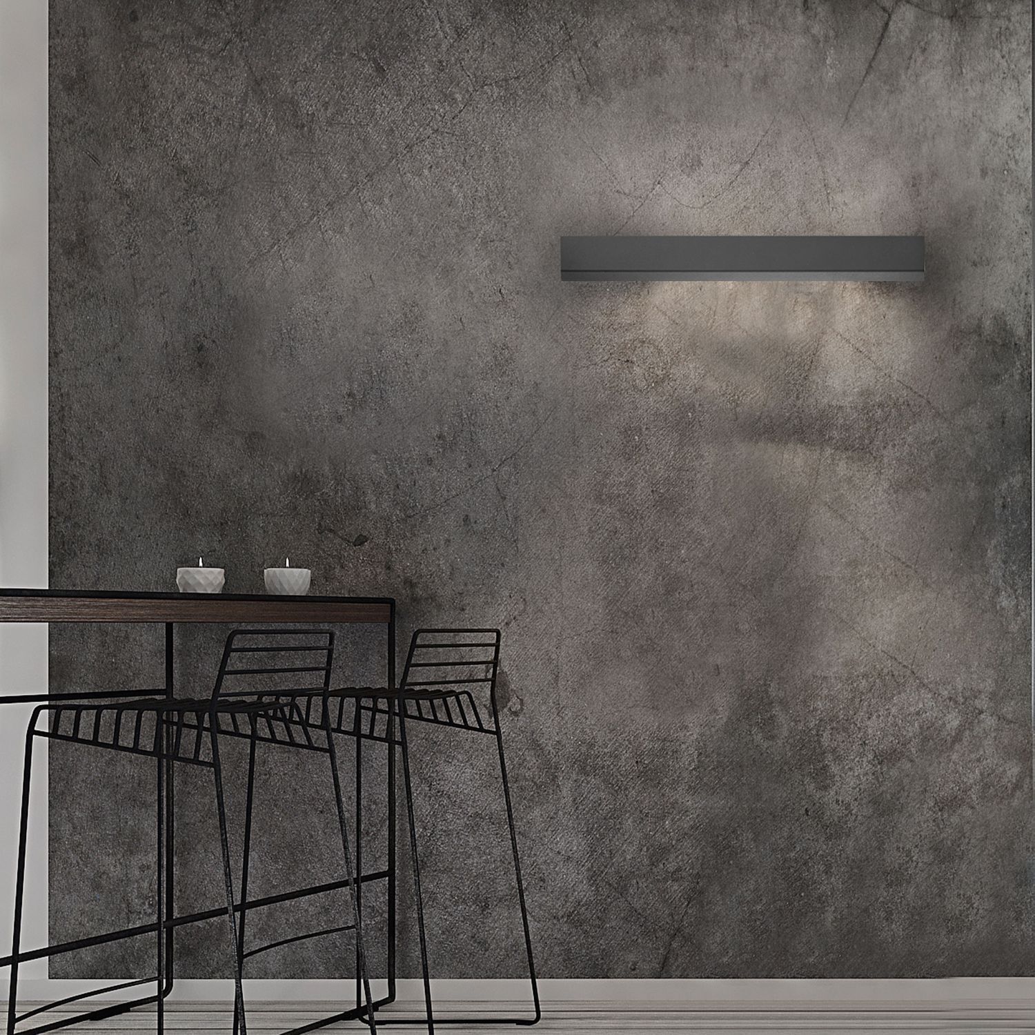 Applique murale LED Gris Melko Mauer, Fußboden, Innenarchitektur, Stuhl, Bodenbeläge