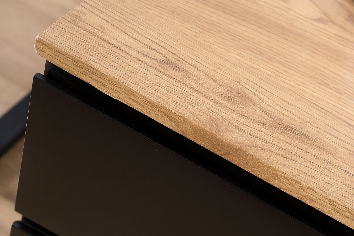 Schubladenwagen MDF 46x11 cm in Schwarz Matt Natur Holz, Innenarchitektur, Hartholz, Sperrholz, Gebeiztes Holz