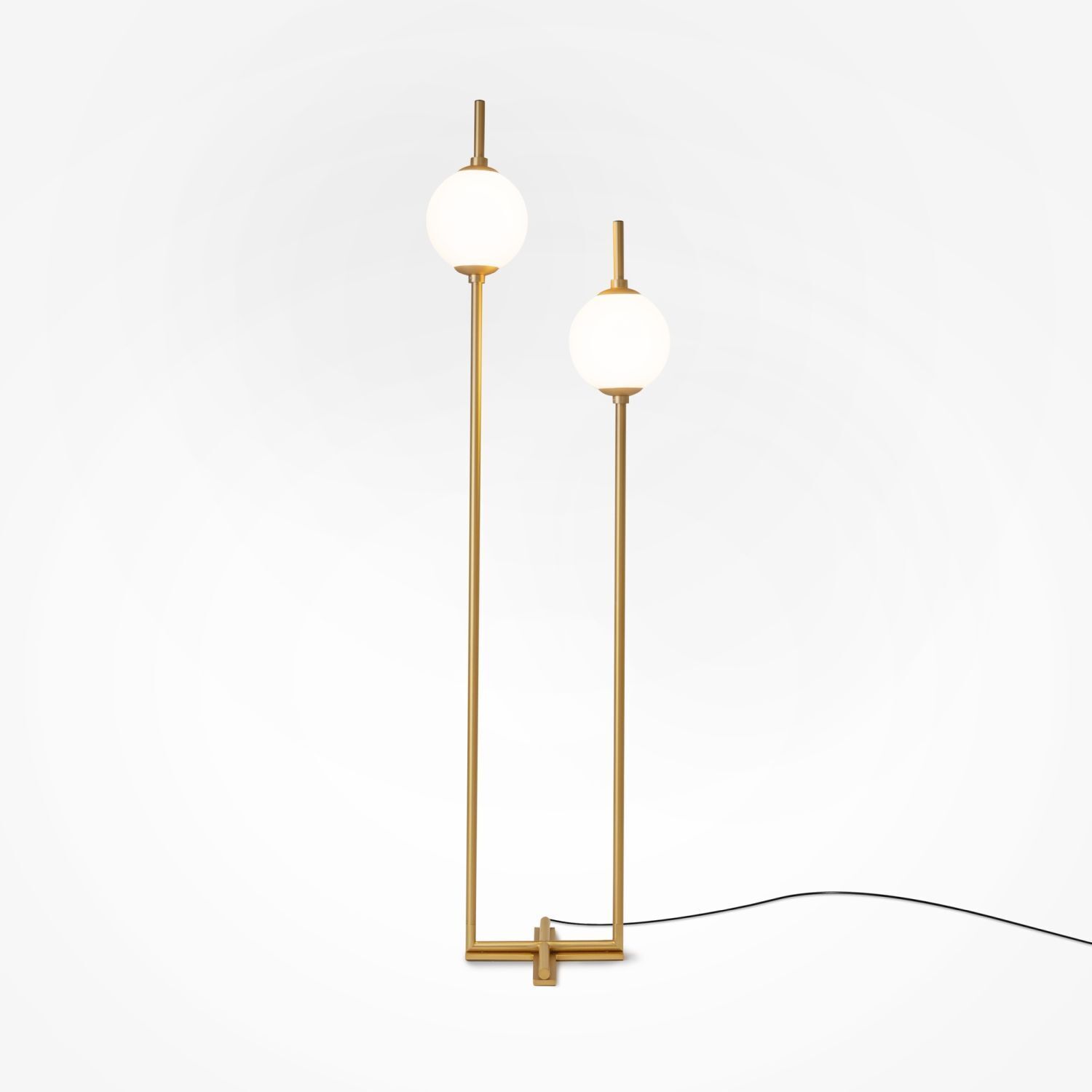 LED Stehleuchte Metall Glas 150 cm hoch in Messing Weiß Lampe, Lampenschirm