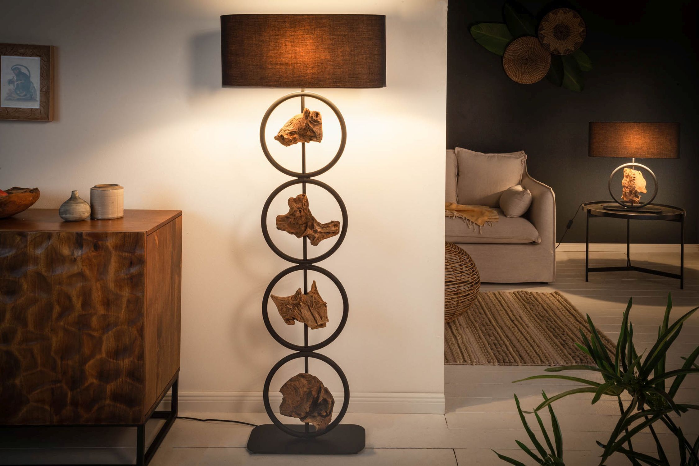 stehlampe-kleine-stehlampe-stehleuchte-aus-holz-colin-1x-e27-bis-60w-schwarz-natur-modern-kunstvoll-mit-schalter-le63122-06 Stehlampe, Korblampe, Holzdeko, Rundstäbchen, Wohnzimmer