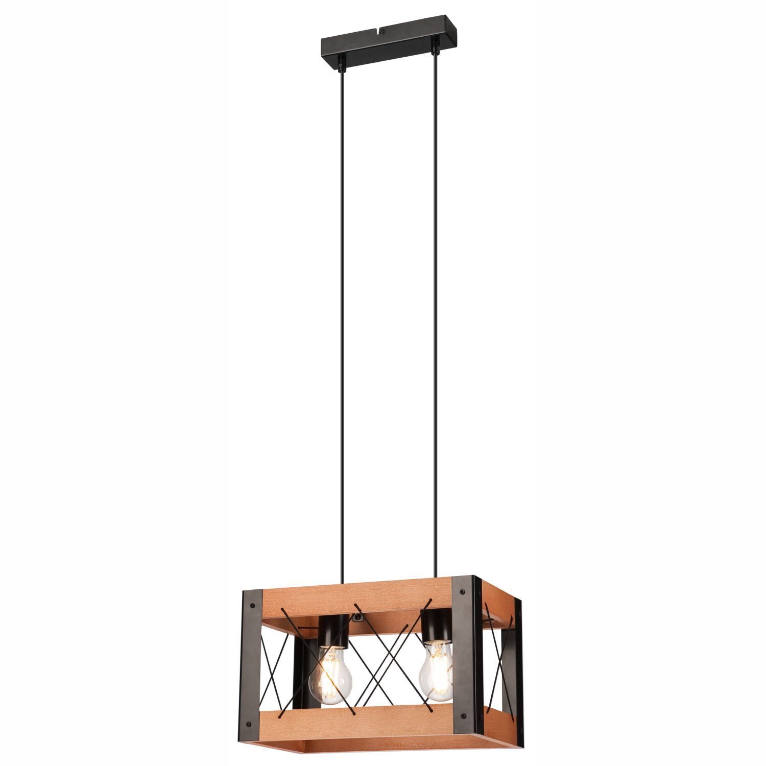 Lampe à suspendre Bois Métal Rustique L : 33 cm réglable en hauteur