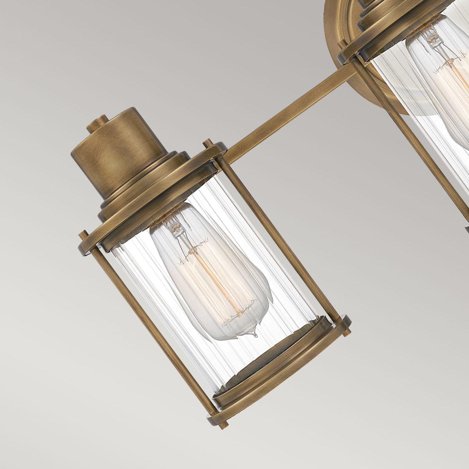 Badleuchte Wand Metall Glas IP44 B: 56 cm 3-flammig länglich Lampen, Hängelampe, Glühlampe, Bronzefarbe, Metallrahmen