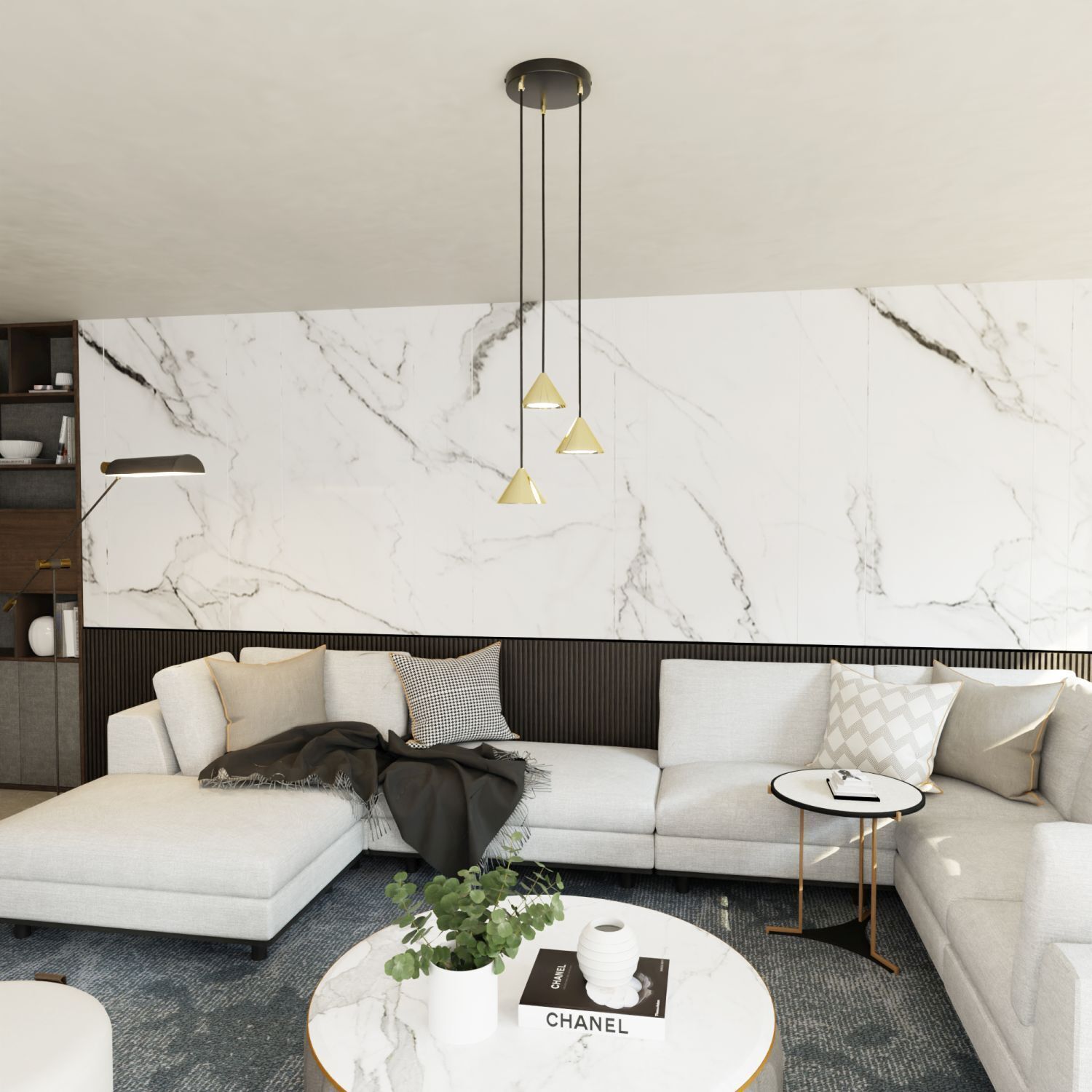 Runde Pendelleuchte Metall Ø20 cm GX53 in Schwarz Gold Wohnzimmer, Dekoration Ihres Zuhauses, Couch, Innenarchitektur, Tabelle