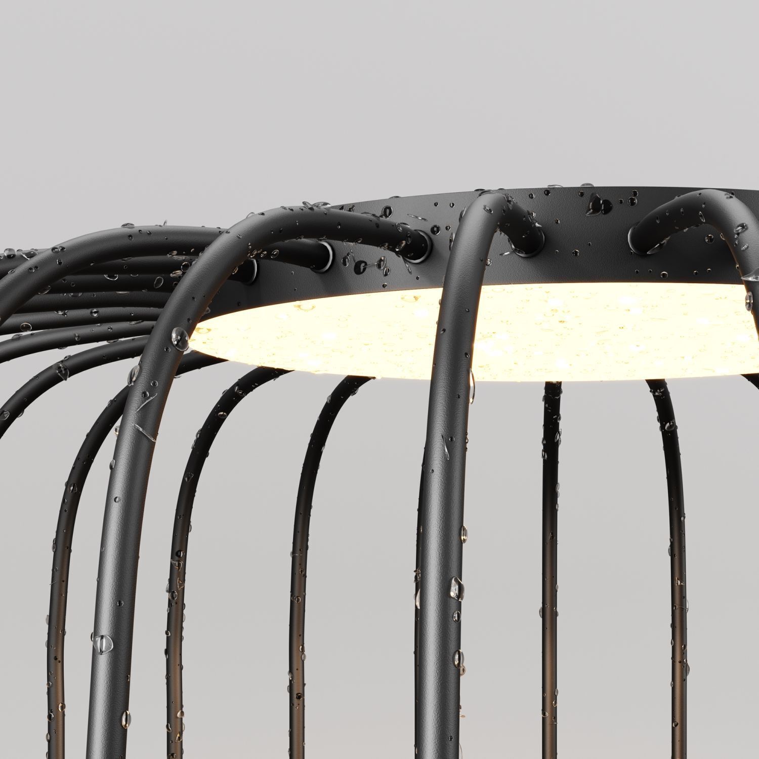 Sitzgelegenheit, Lampe, Metall, Käfig, Glas-Tropfen