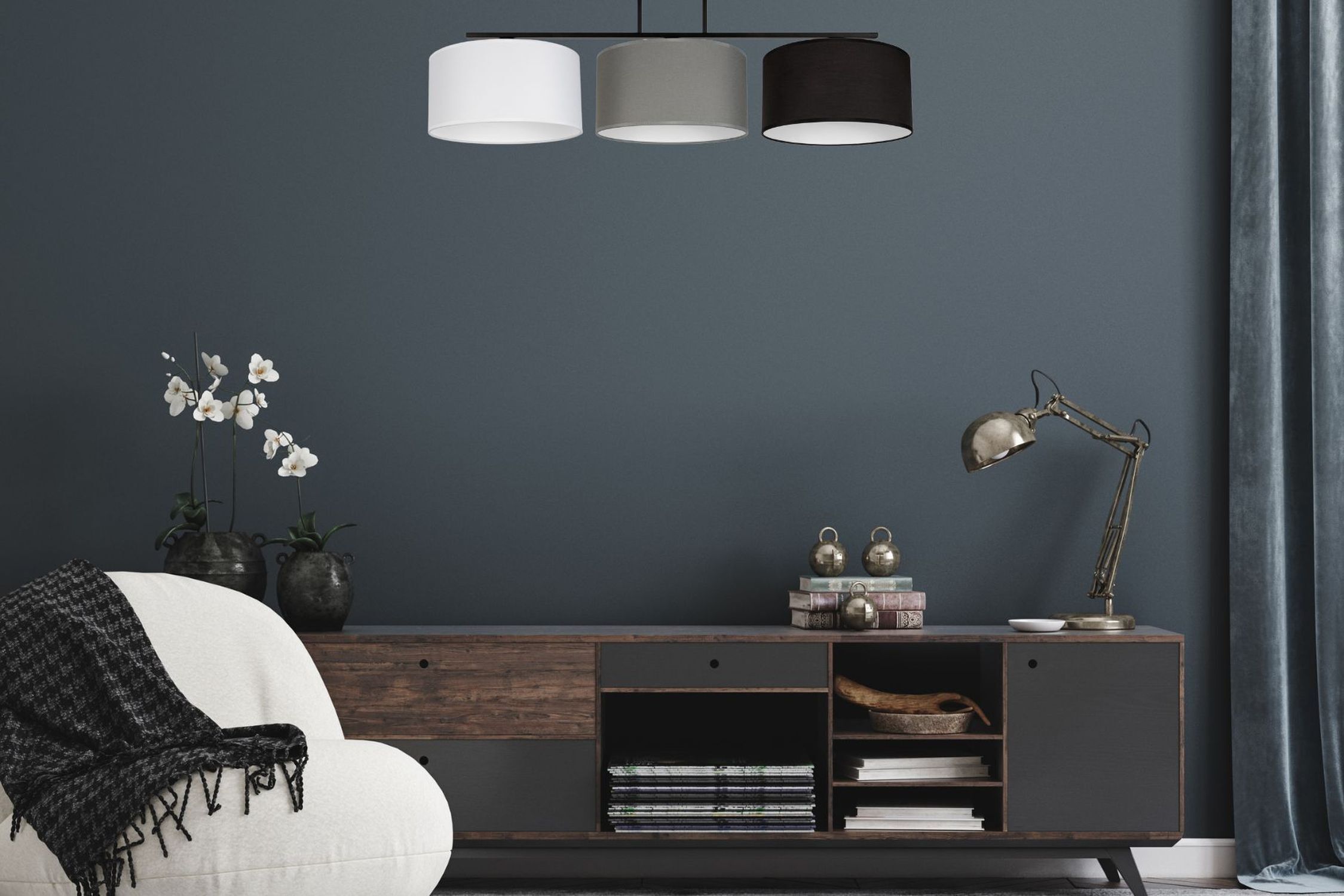 Wohnzimmer, Beistelltisch, Wandfarbe, Deckenleuchte, Dekoration