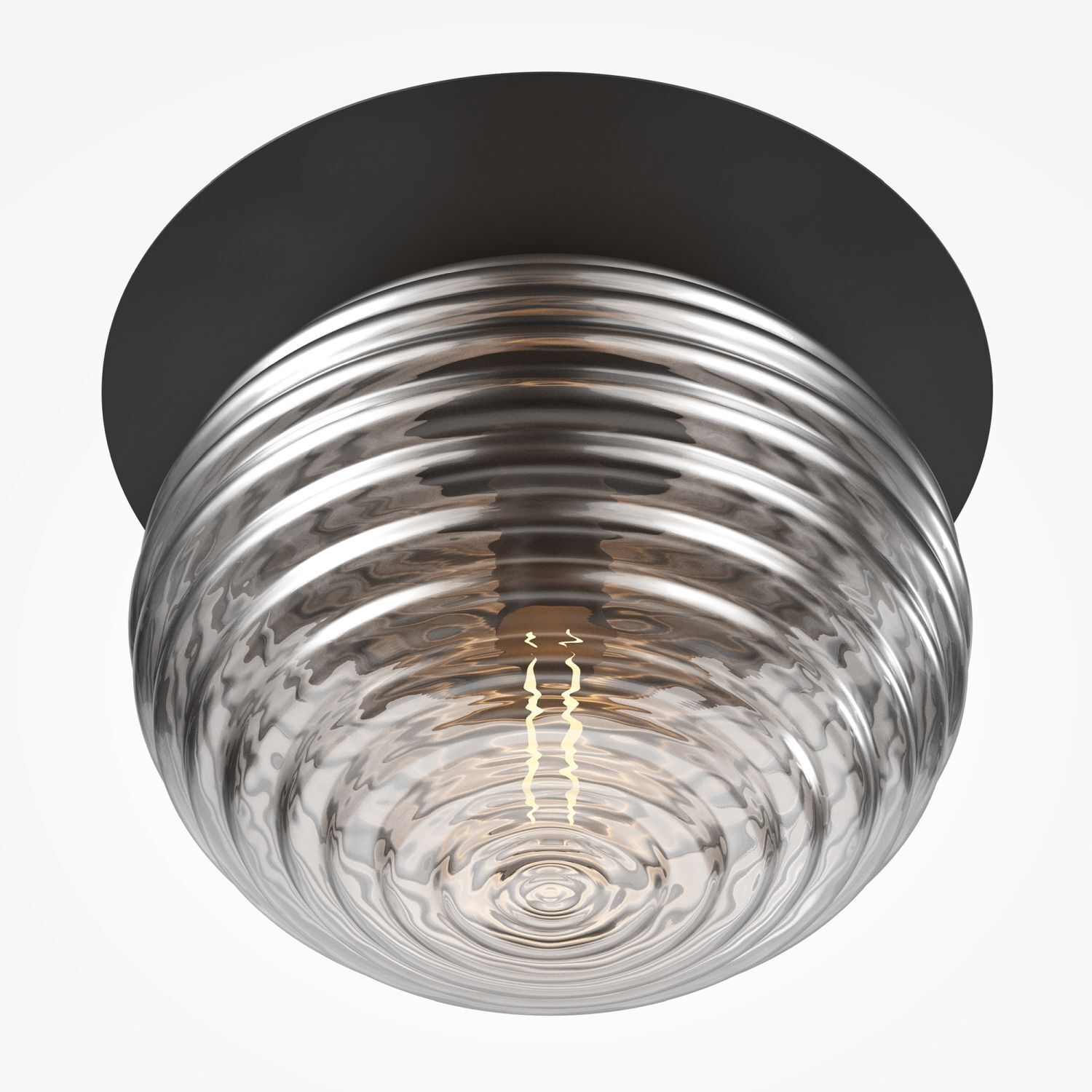 Deckenleuchte Metall Rauchglas Ø 35 cm rund E27 Modern