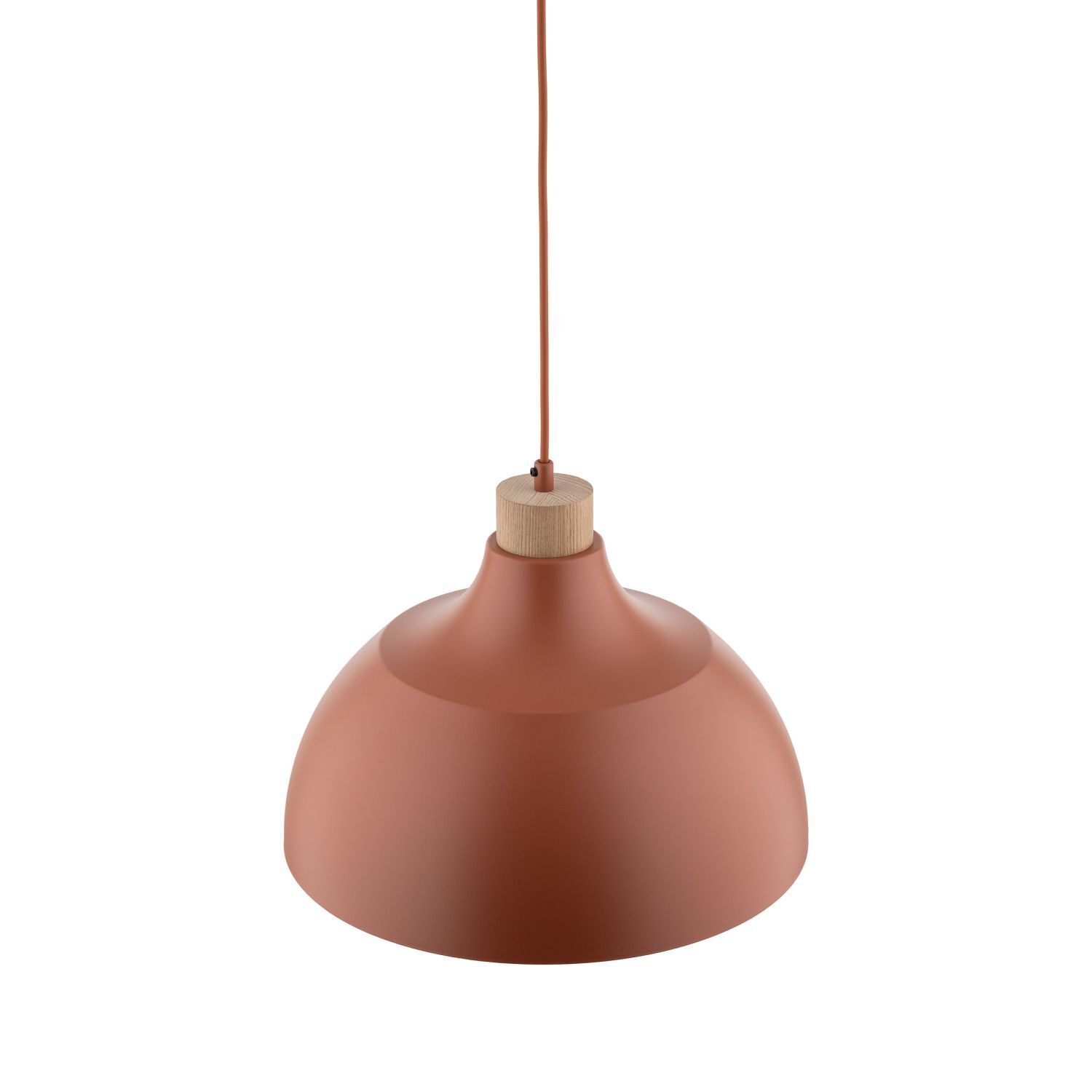 Lampe à suspendre métal bois Ø 34 cm rond H : max. 170 cm rouge E27 Lampe, Deckenleuchte, Rauchrohr