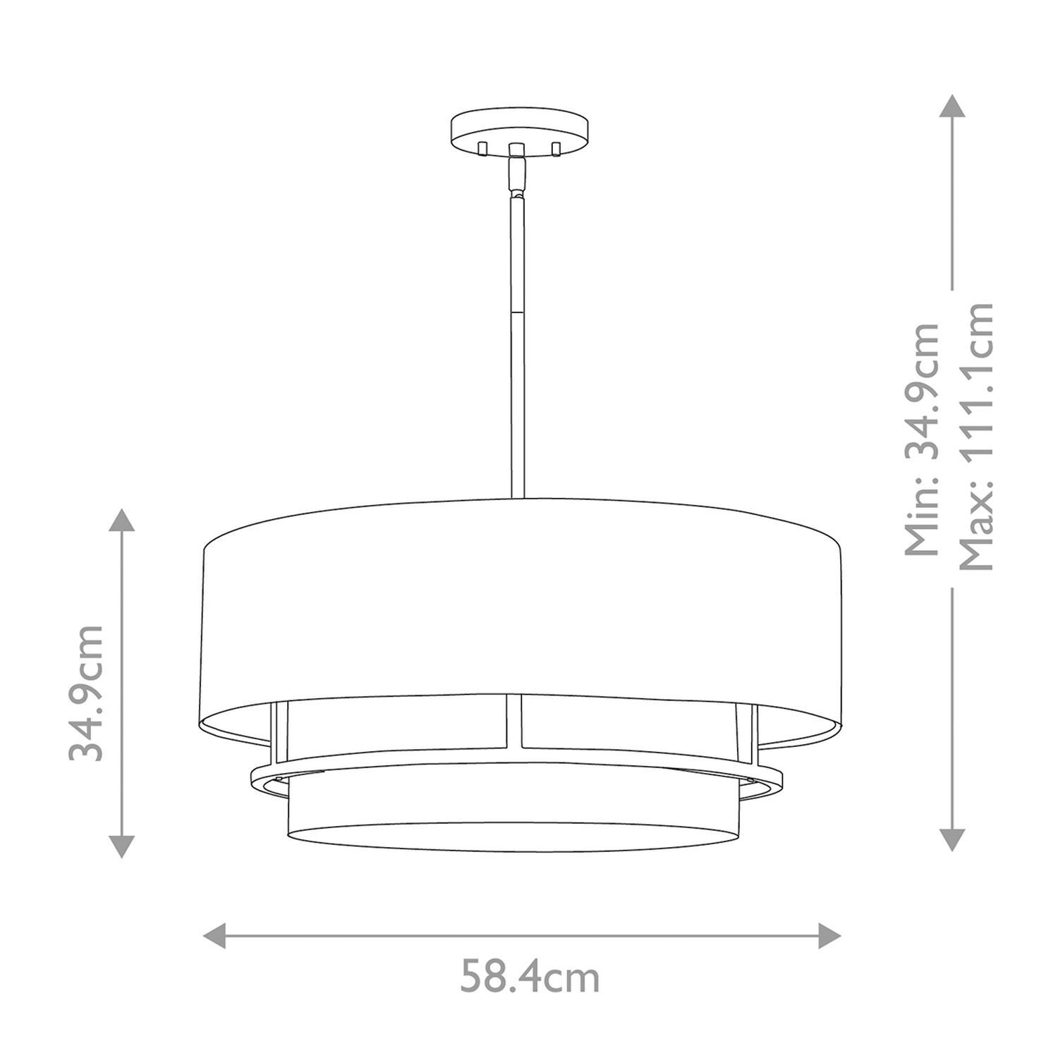 Deckenleuchte Stoffschirm E14 Ø 58,4 cm 4x rund Weiß Nickel deckenleuchte, pendelleuchte, schirm, groß, sonnenschutz?