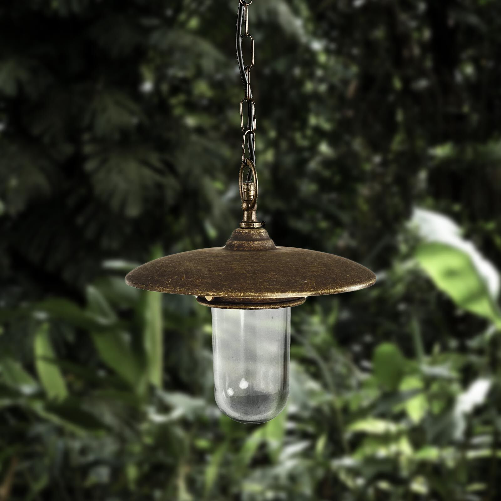 Pendelleuchte außen IP44 Messing Glas E27 Ø 25 cm