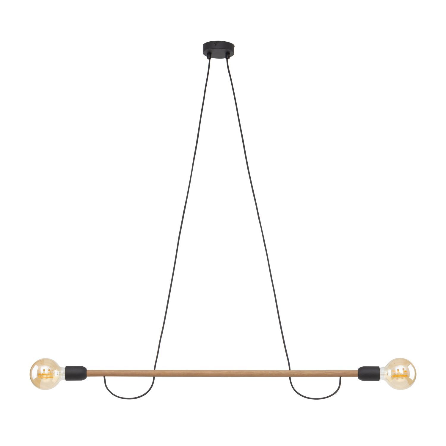 Lampe à suspendre bois métal 93 cm de long H : max. 160 cm 2x E27