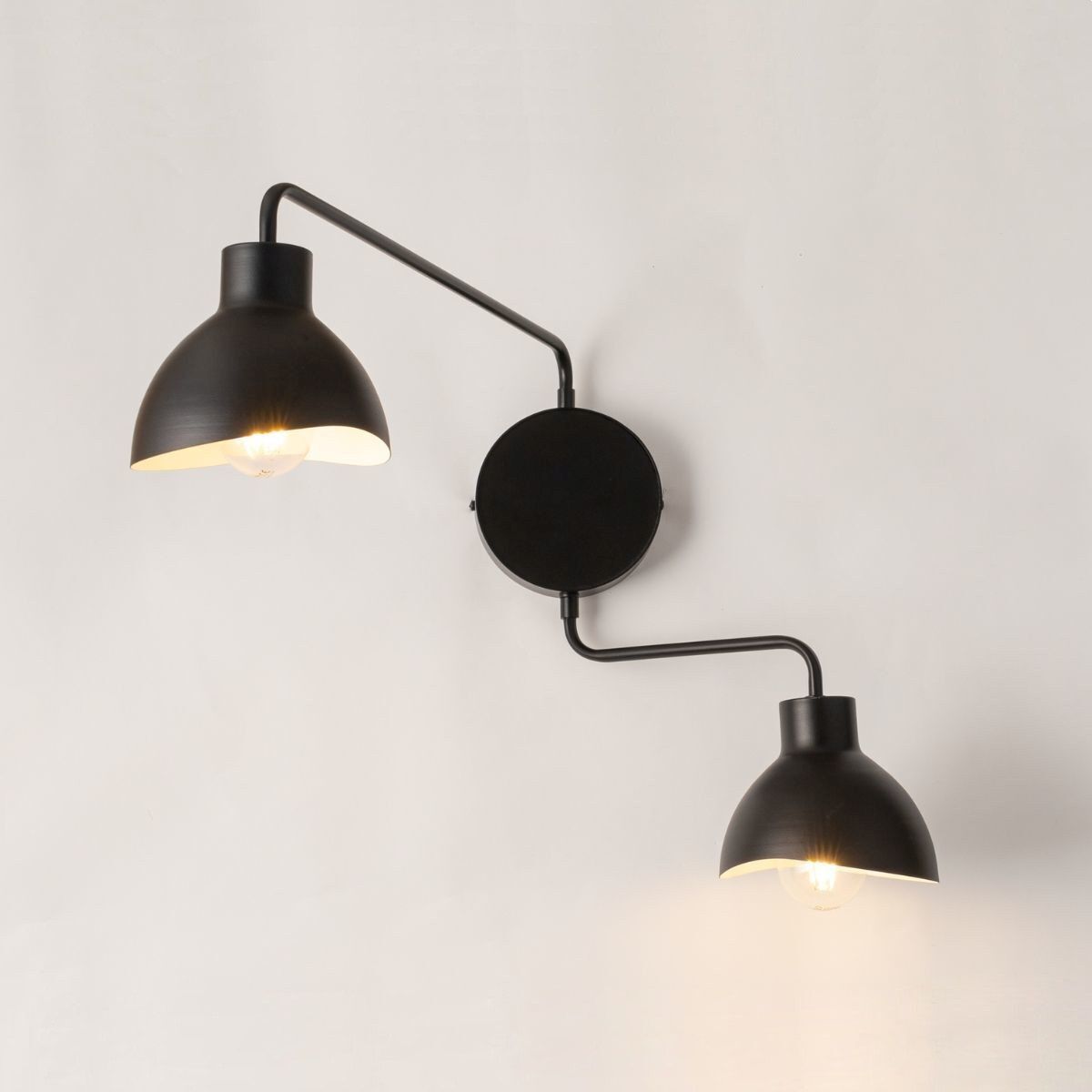 Applique murale multi-flamme Noir Blanc E27 H:44 cm élégant