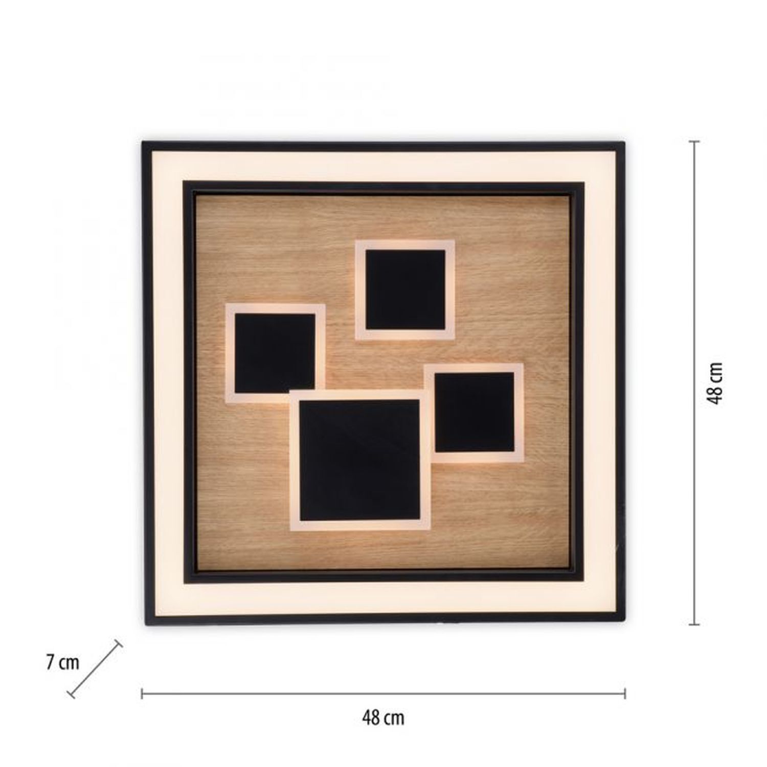 LED Deckenleuchte Holz Schwarz Serienschalter L:48 cm Dekoration für Zuhause, Sperrholz, Holz