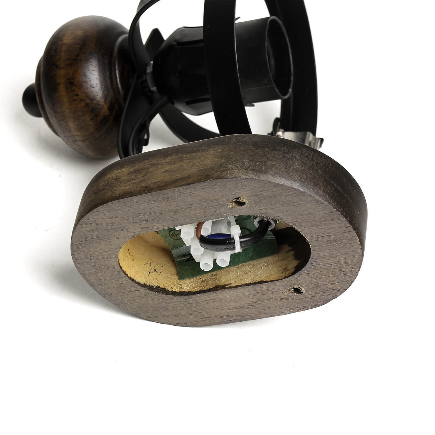 Urige Wandlampe Holz Glas E27 Landhaus Stil Elektronik