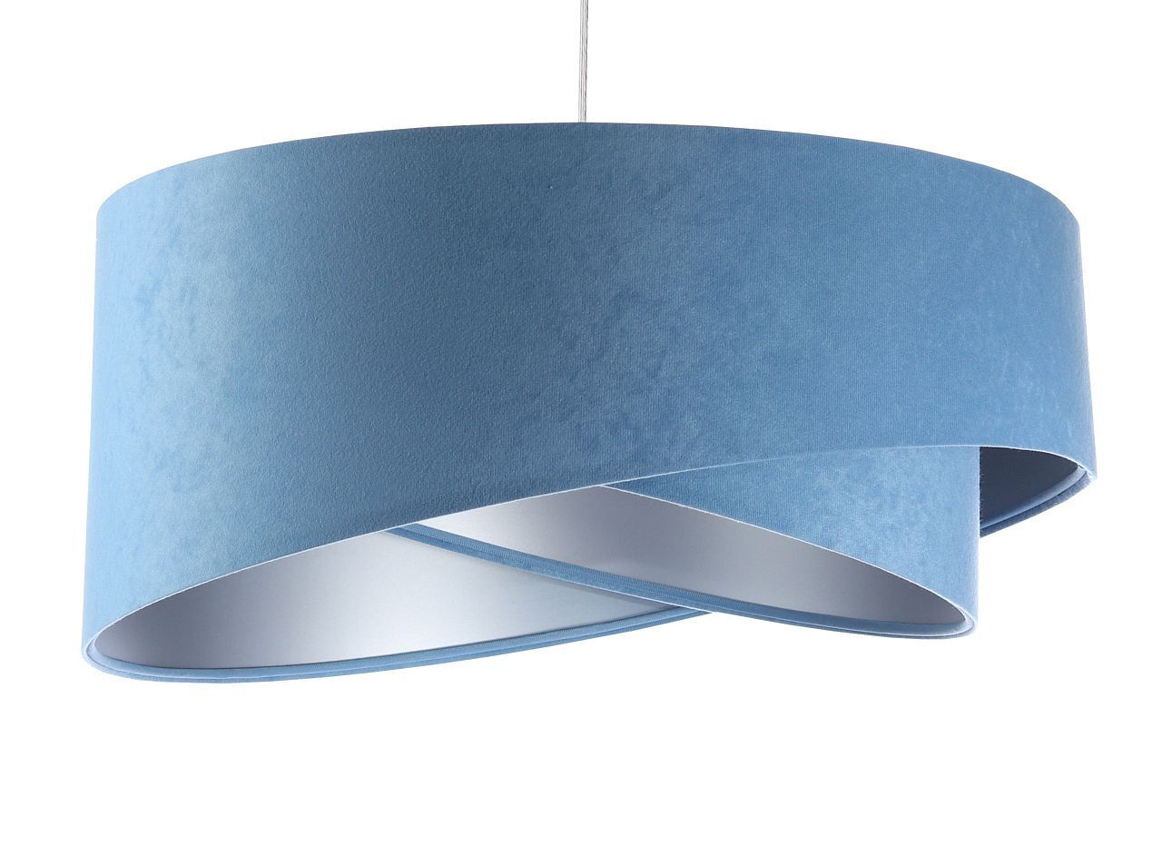 Pendelleuchte Blau Silber E27 rund Ø 50 cm Velours Optik Lampe