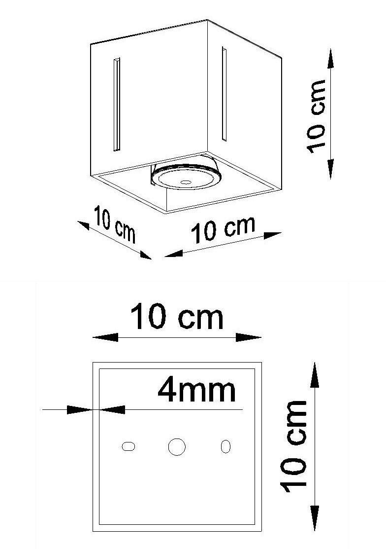 Plafonnier Gris carré Cube L:10cm G9