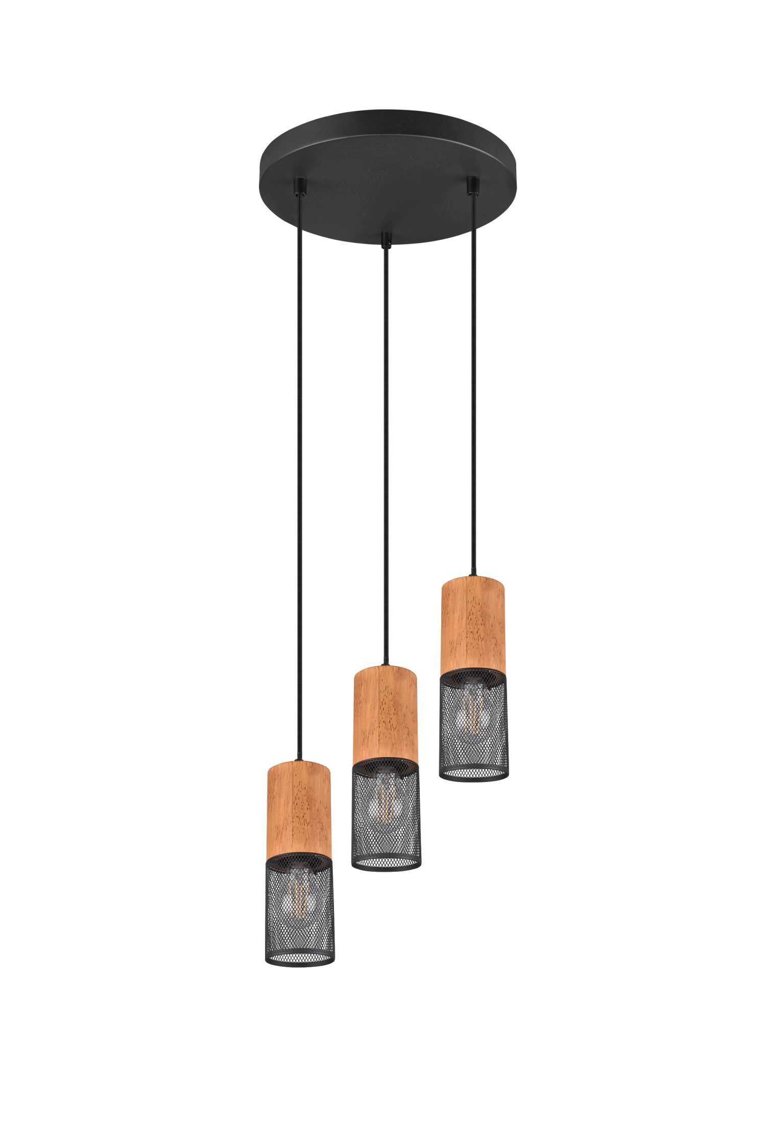 Suspensions en bois et métal E27 Ø28 cm 3-flamme