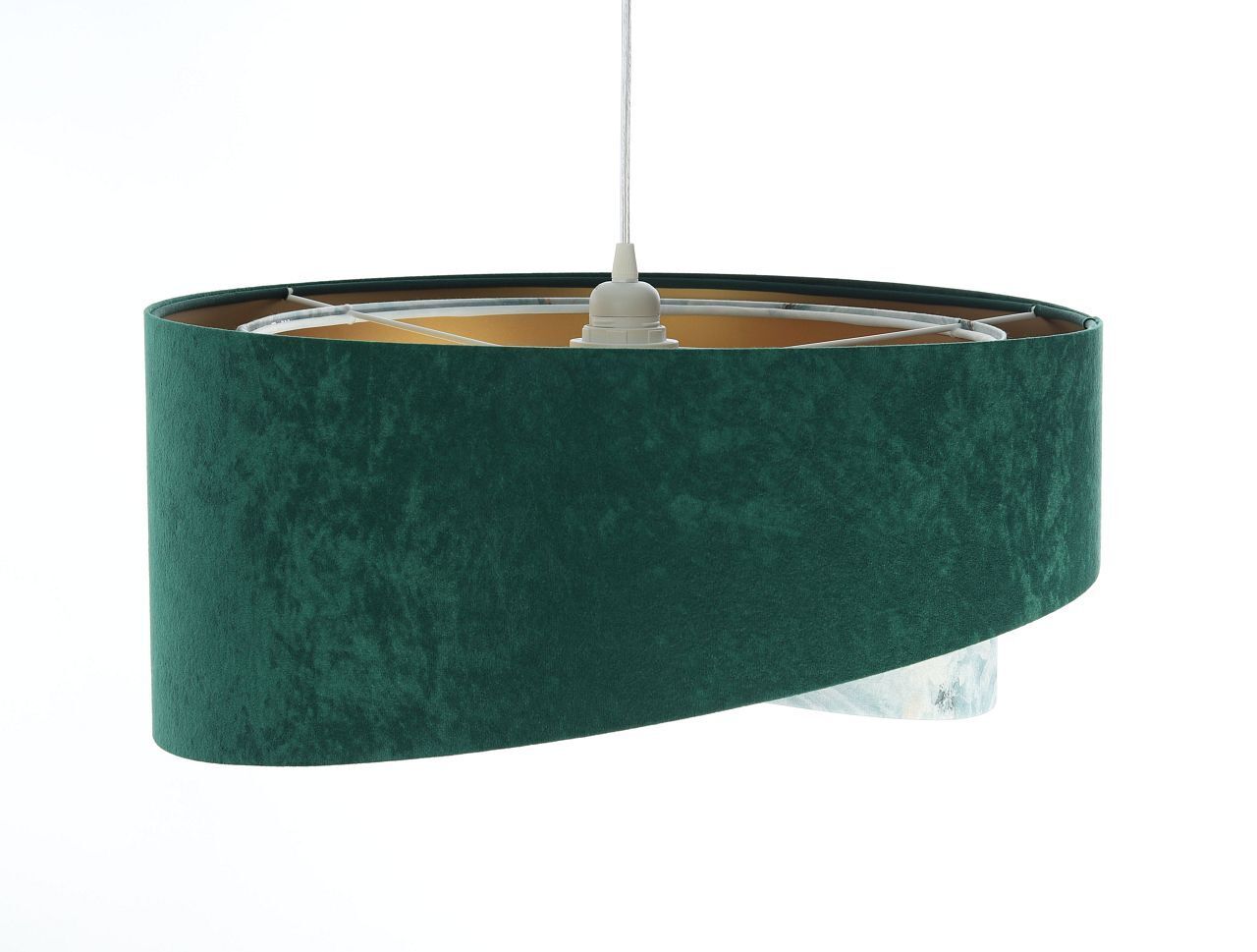 Suspension Tissu Ø 50 cm Aspect velours E27 Vert Bleu Or