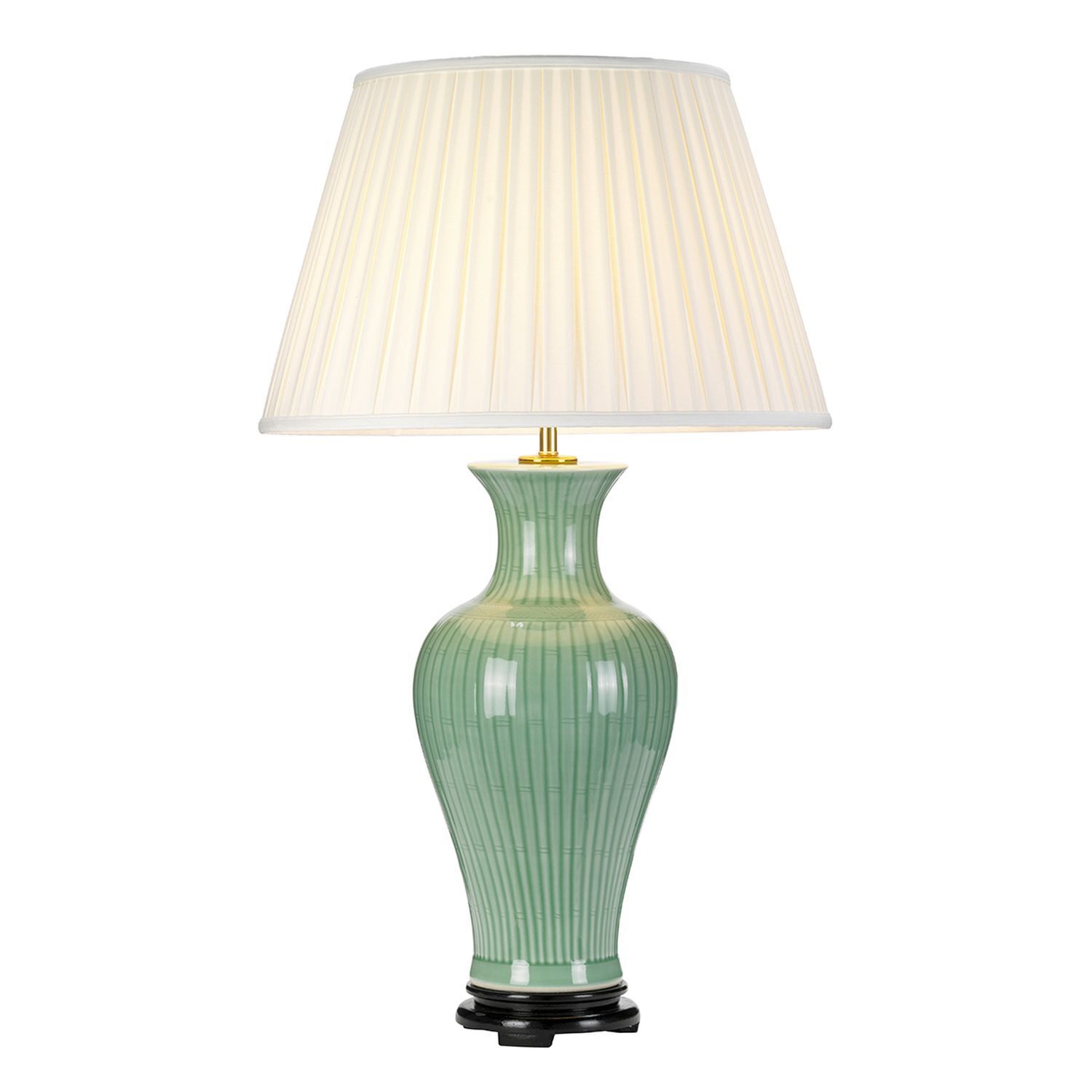 Tischlampe Keramik Stoff Grün Creme 81cm E27 Nachttisch Lampe, Tischlampe