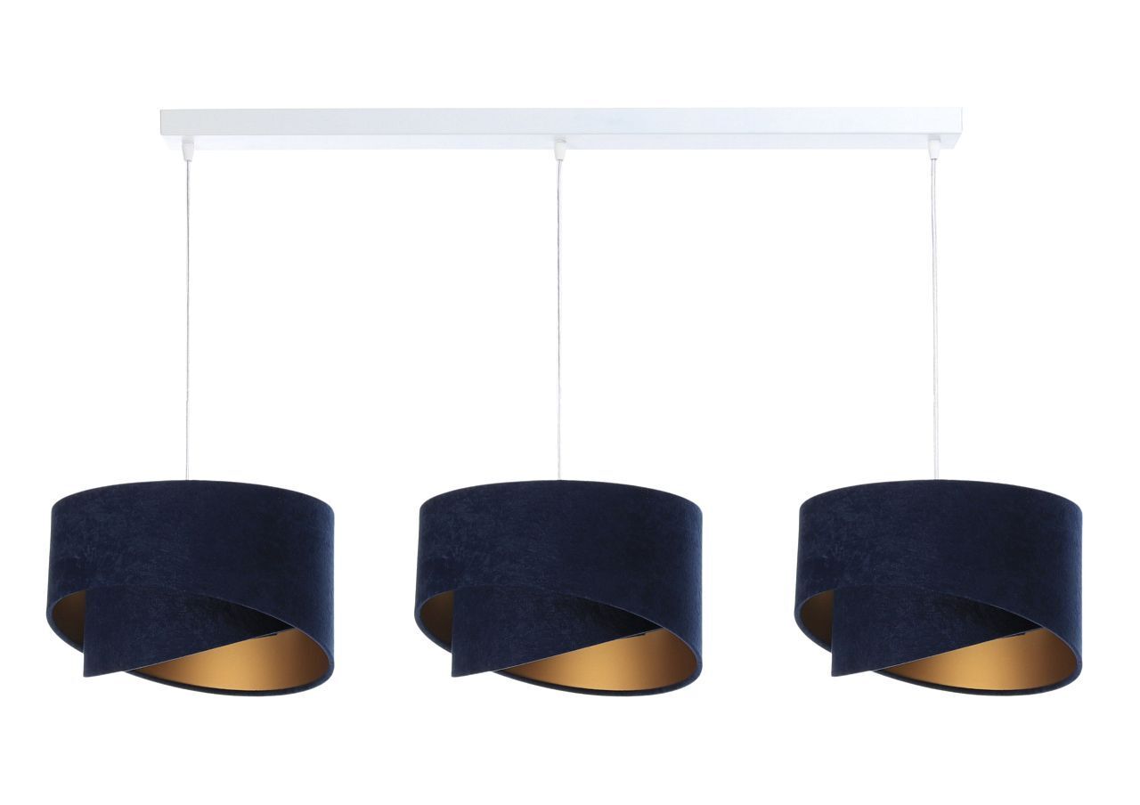 Suspension réglable 3 flammes E27 Blanc Bleu Or E27