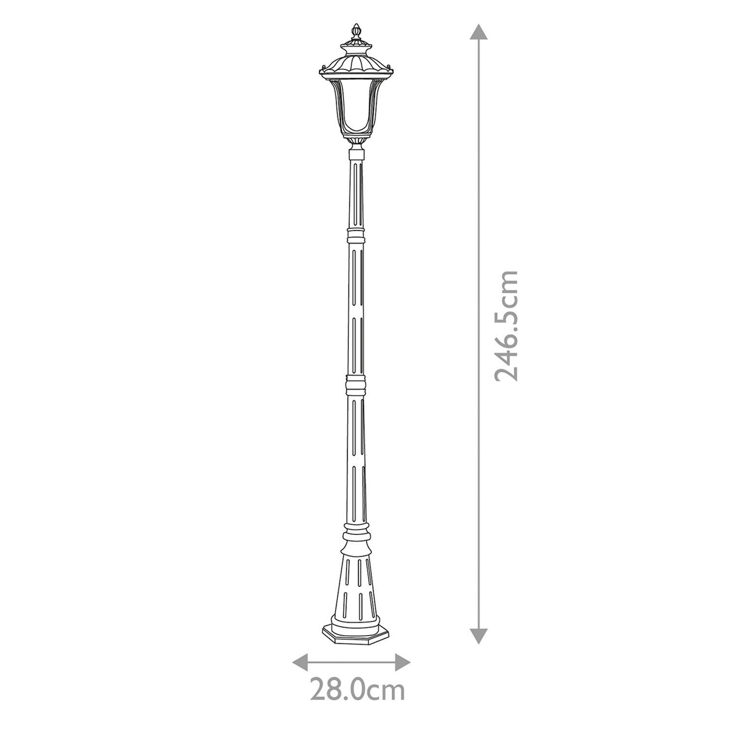 Lampadaire Noir Rustique 246,5 cm de haut Alu Verre IP44