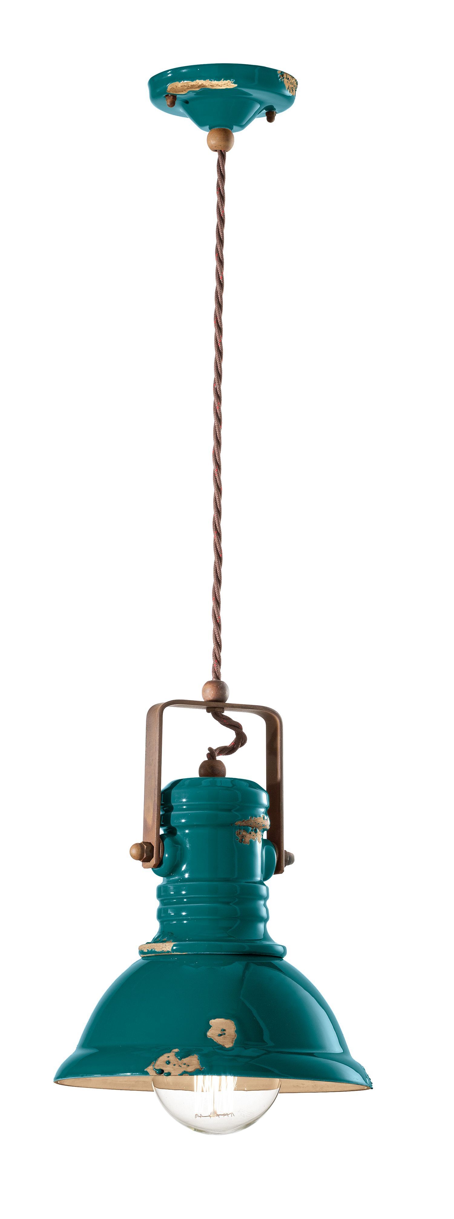 Hängelampe Metall Keramik E27 D: 23 cm rund CARLO