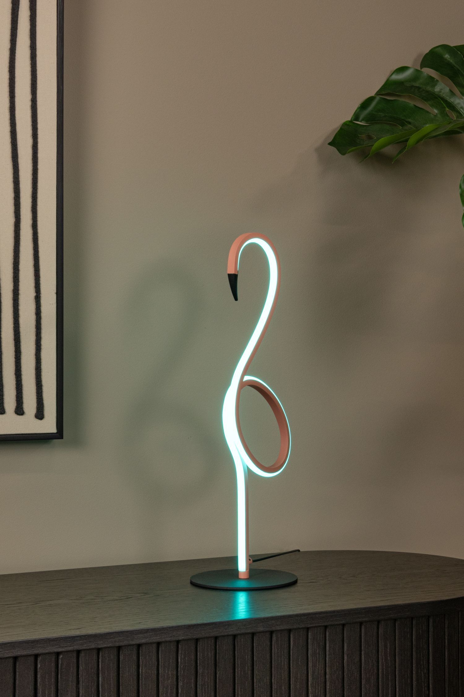 LED Tischleuchte Aluminium Rosa Fernbedienung H:49 cm neon lamp, flamingo, table lamp, accent light, metal base