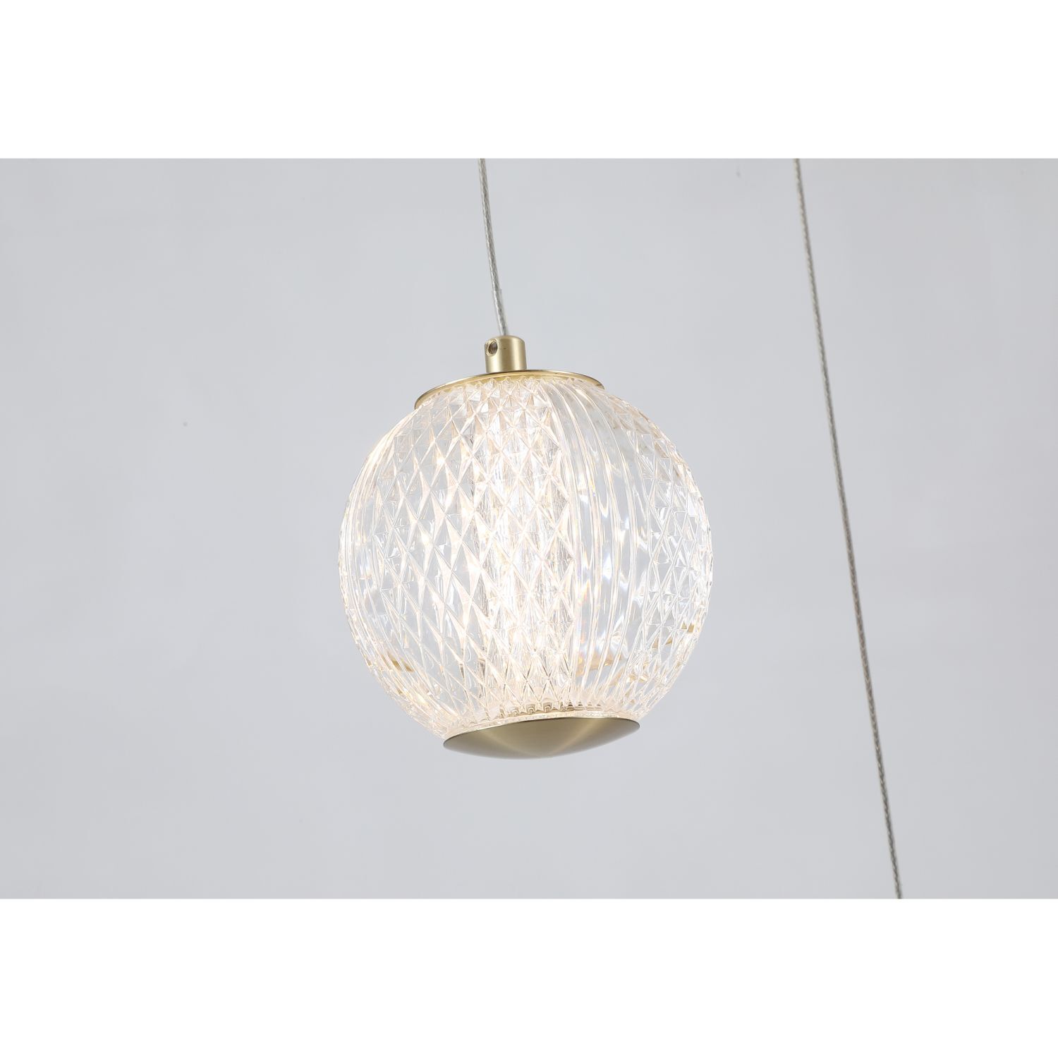 LED Pendelleuchte Metall 21 W Ø30 cm 5-flmg in Messing Hängelampe, Glaskugel, Kugellampe, Kristalllampe, Dekolampe