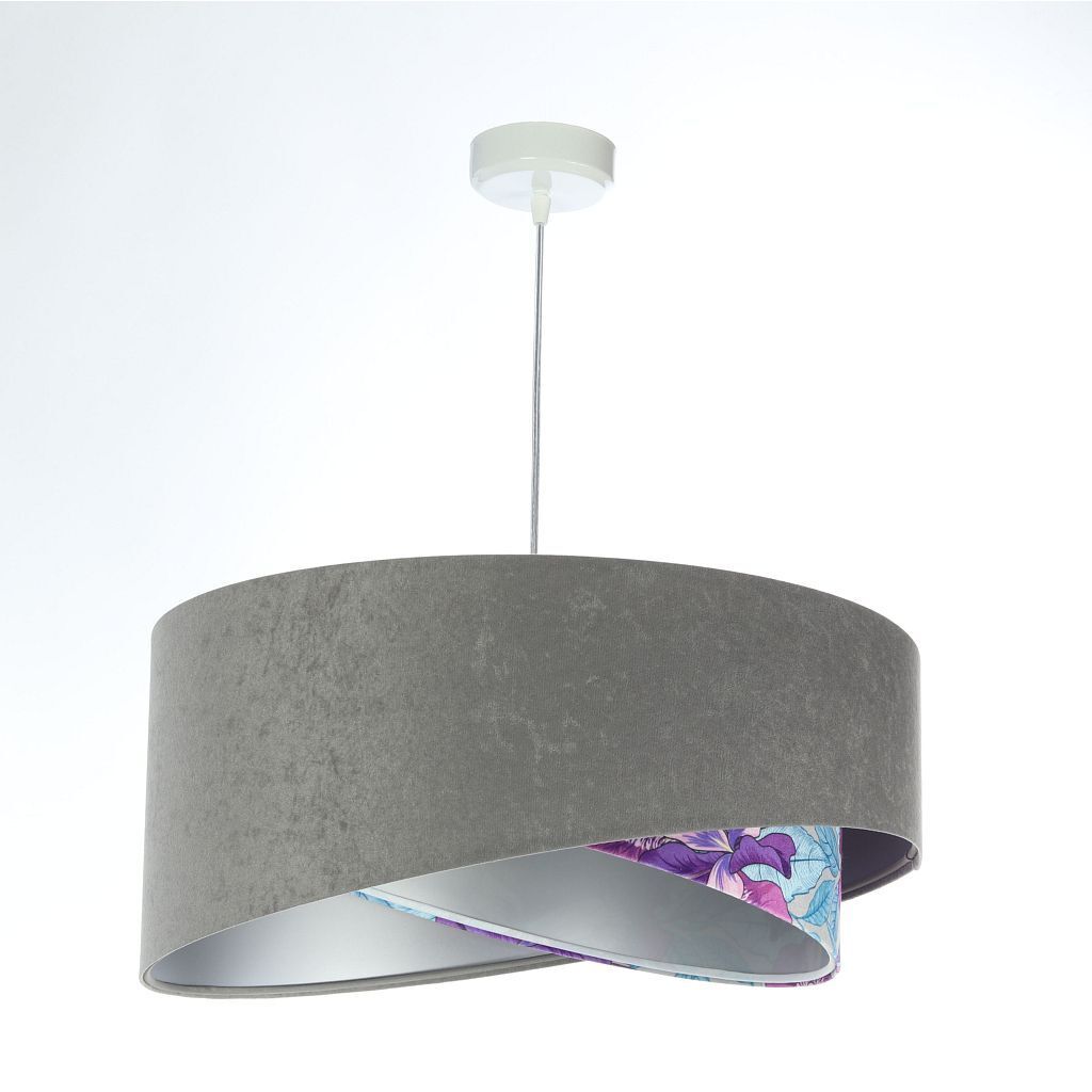 Suspension Gris Violet Argent Ø 50 cm Aspect velours Tissu