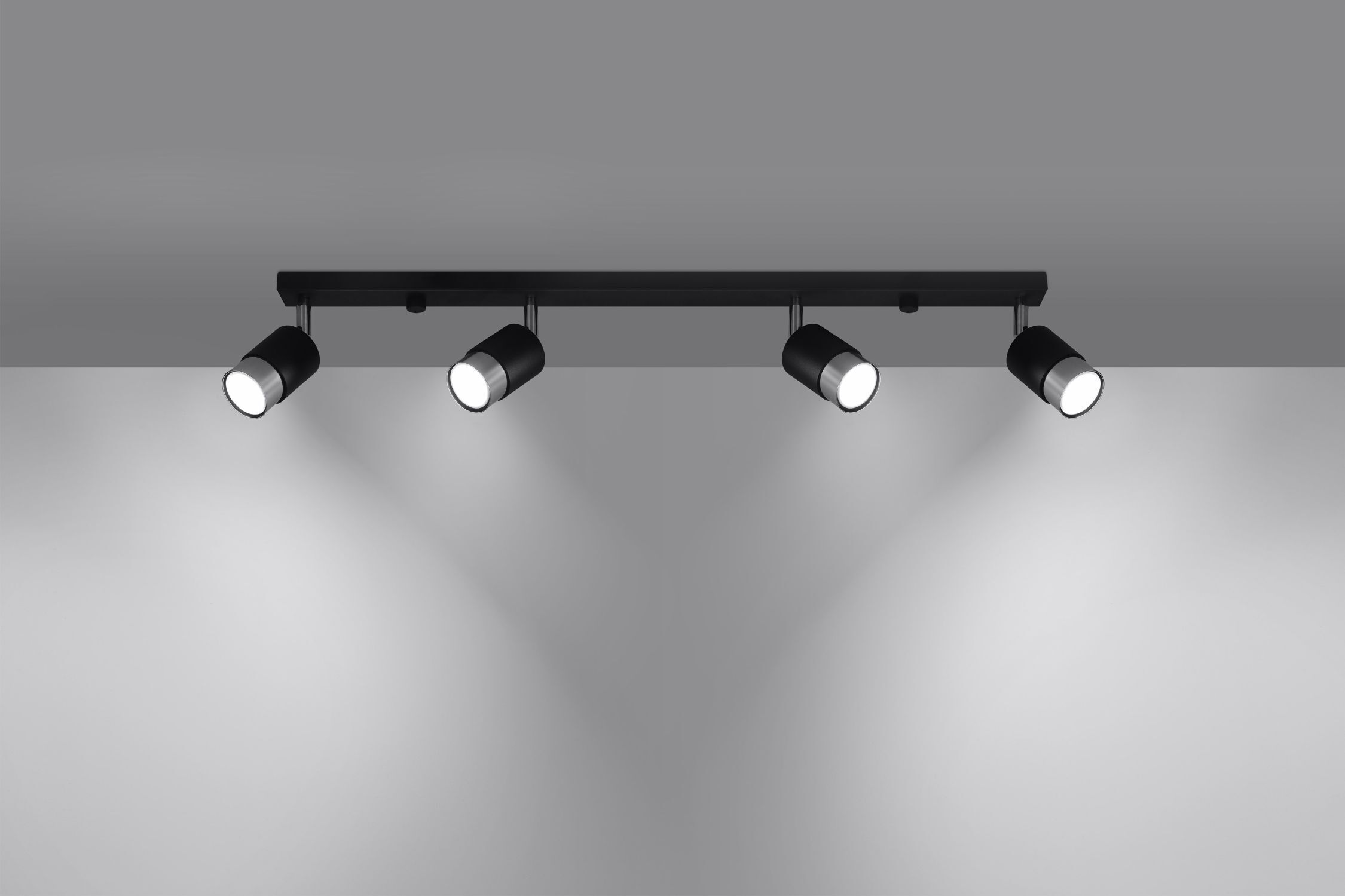 Deckenstrahöer Schwarz Chrom 81 cm lang schmal 4-flammig