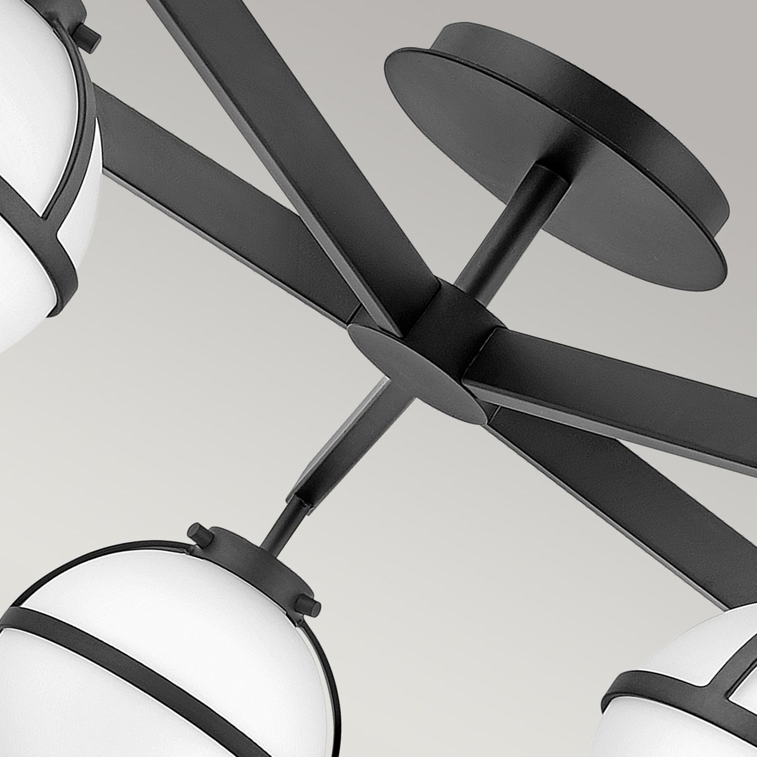 Badleuchte Decke Schwarz Weiß IP44 81,3 cm breit Metall Glas Leuchter, Lampe