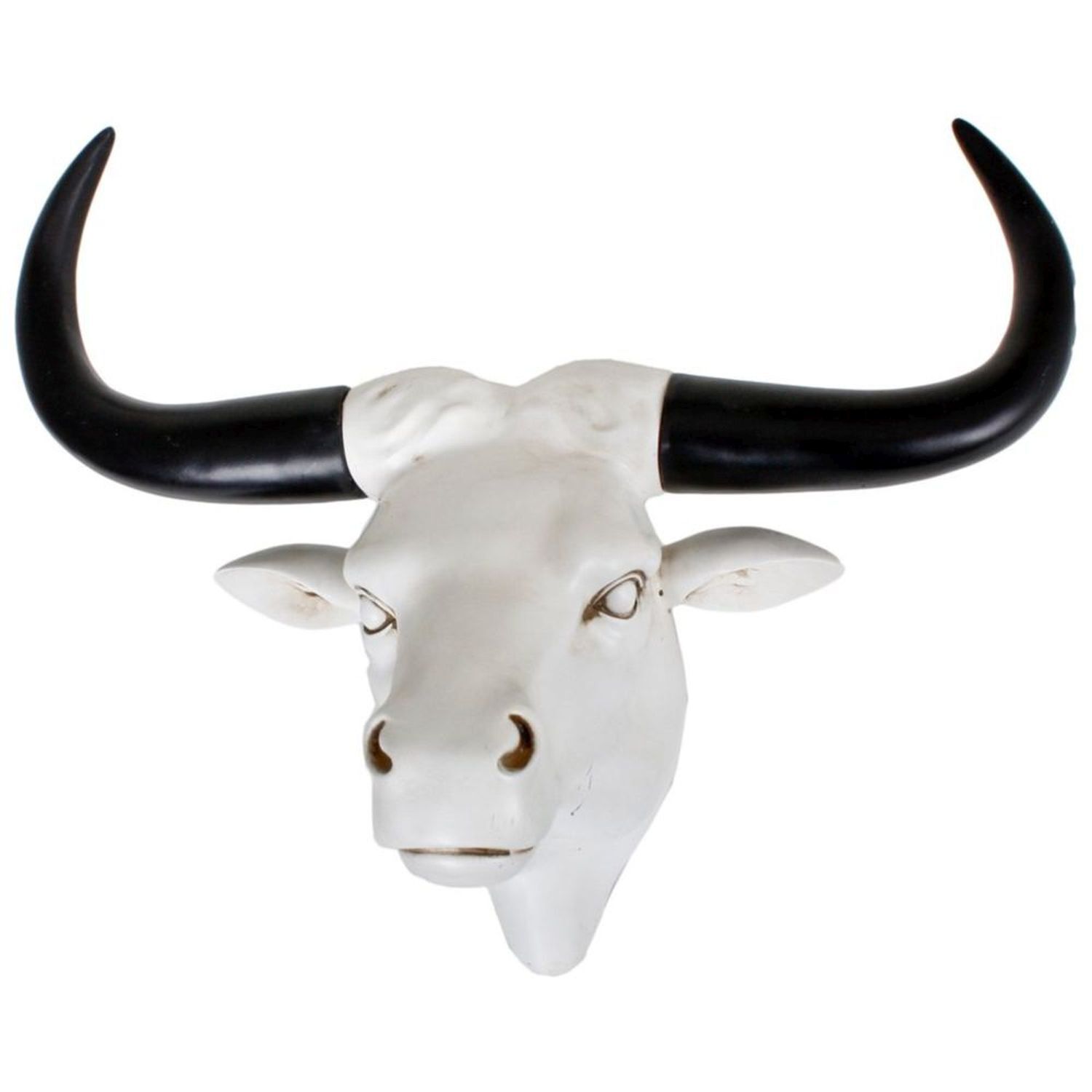 Künstlicher Büffel Schädel Schwarz Weiß B: 53,5cm Jagdtrophäe Stier, Vieh, Ochse, Langhorn, Kuh