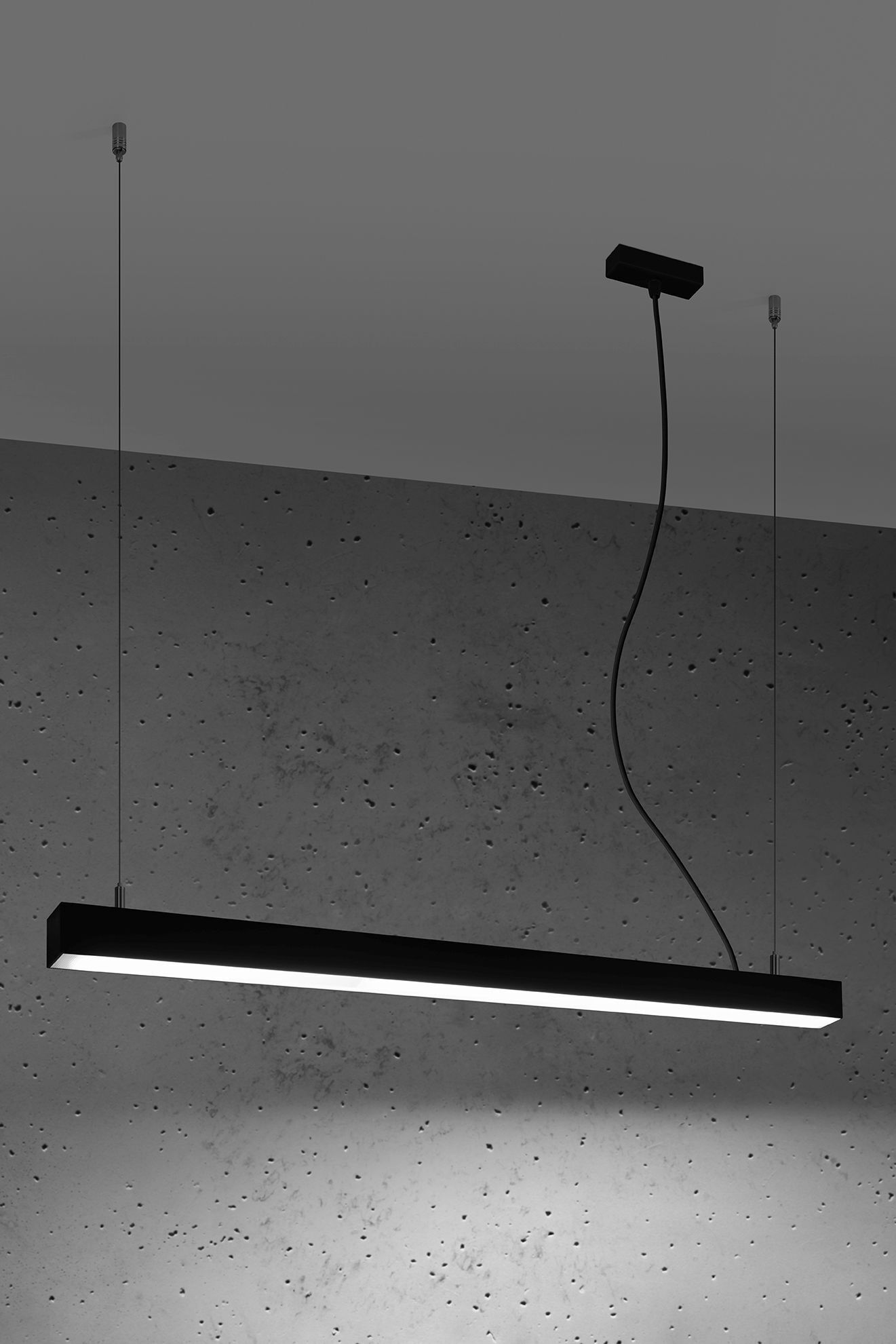 Lampe à LED suspendue table de salle à manger 90 cm de long 4000 K noir