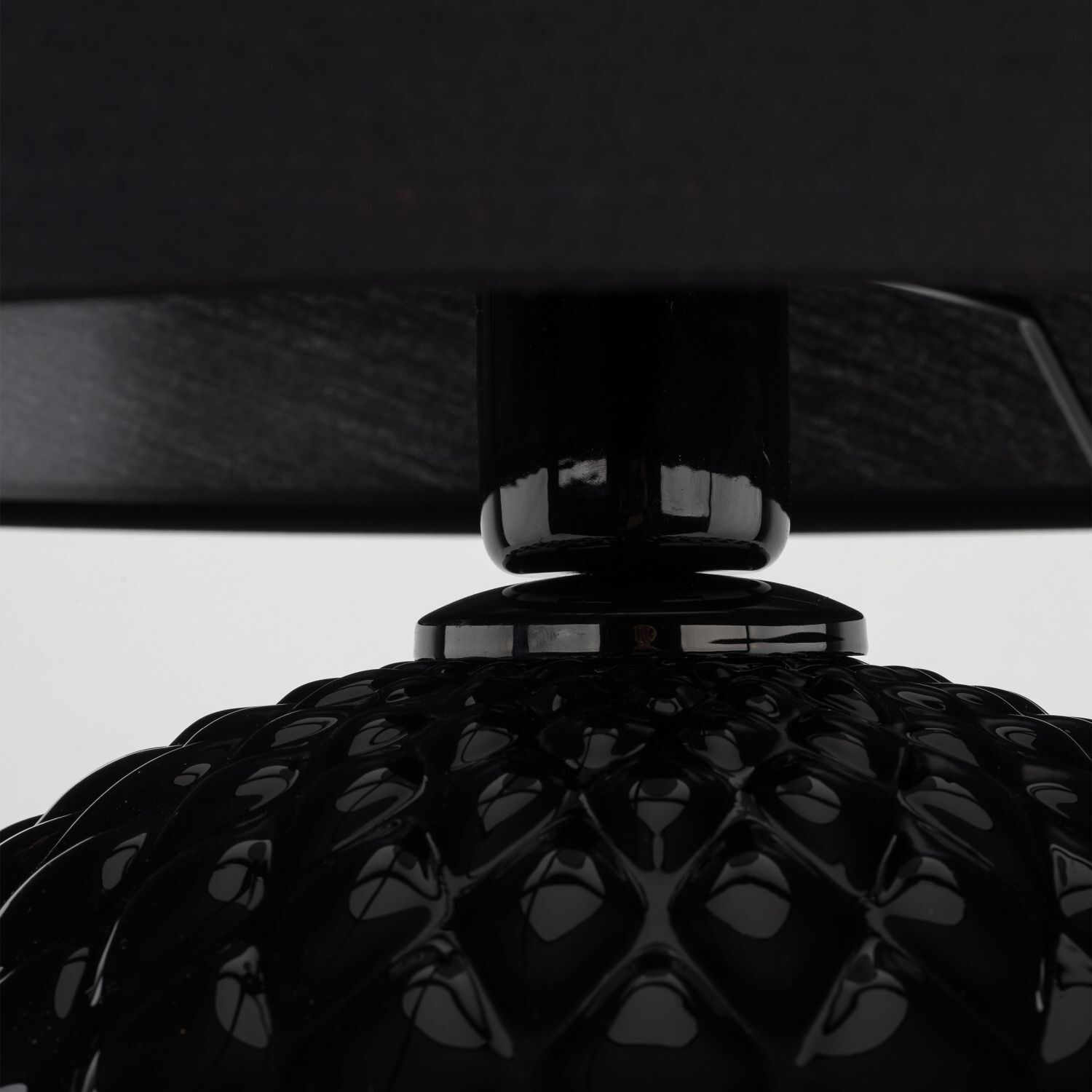 Tischlampe Schwarz E27 60 cm hoch Ø 38 cm Glas Stoff DOLORES Lampe