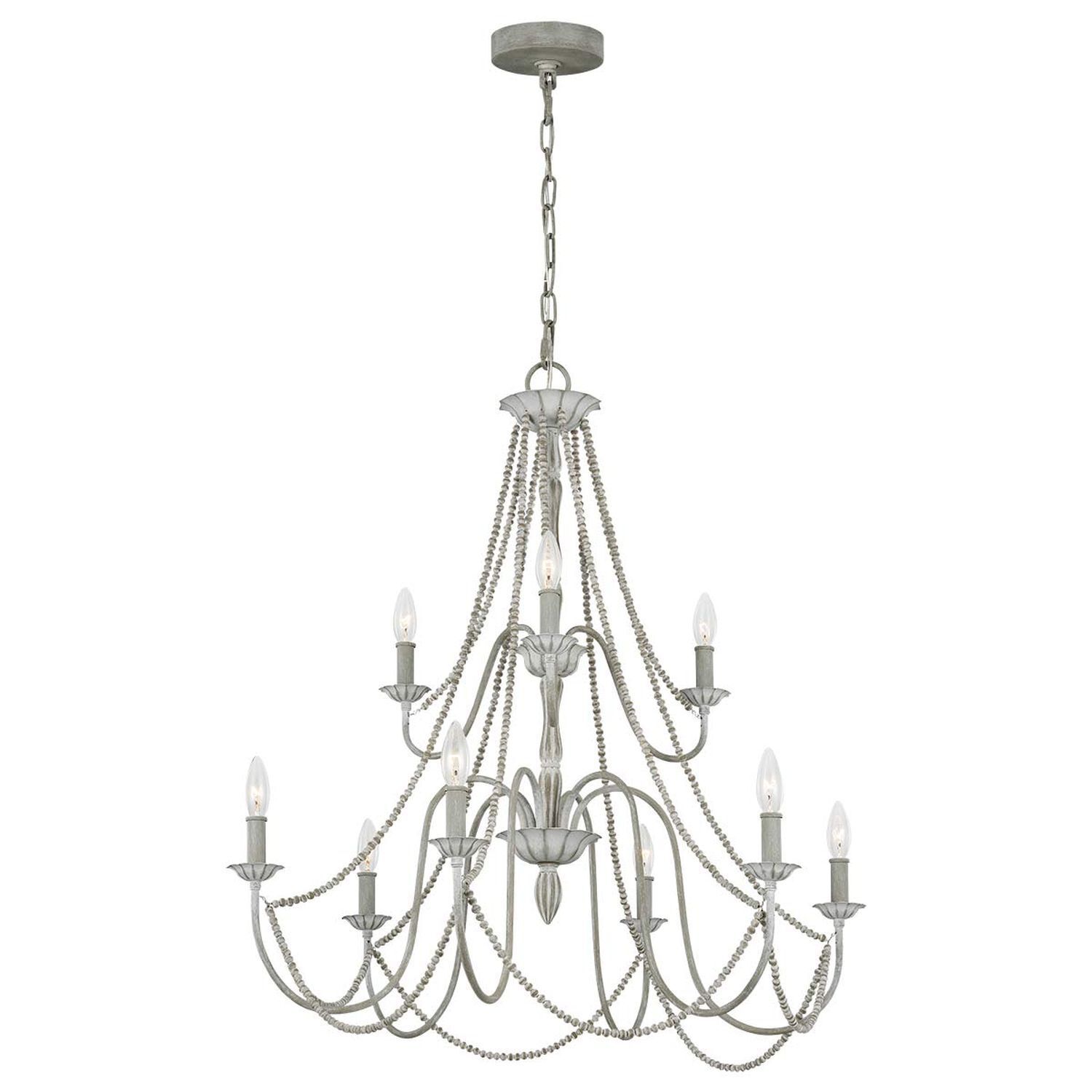 Kronleuchter Landhaus Shabby B: 81,3 cm H: max. 311 cm Grau Leuchter, Lampe