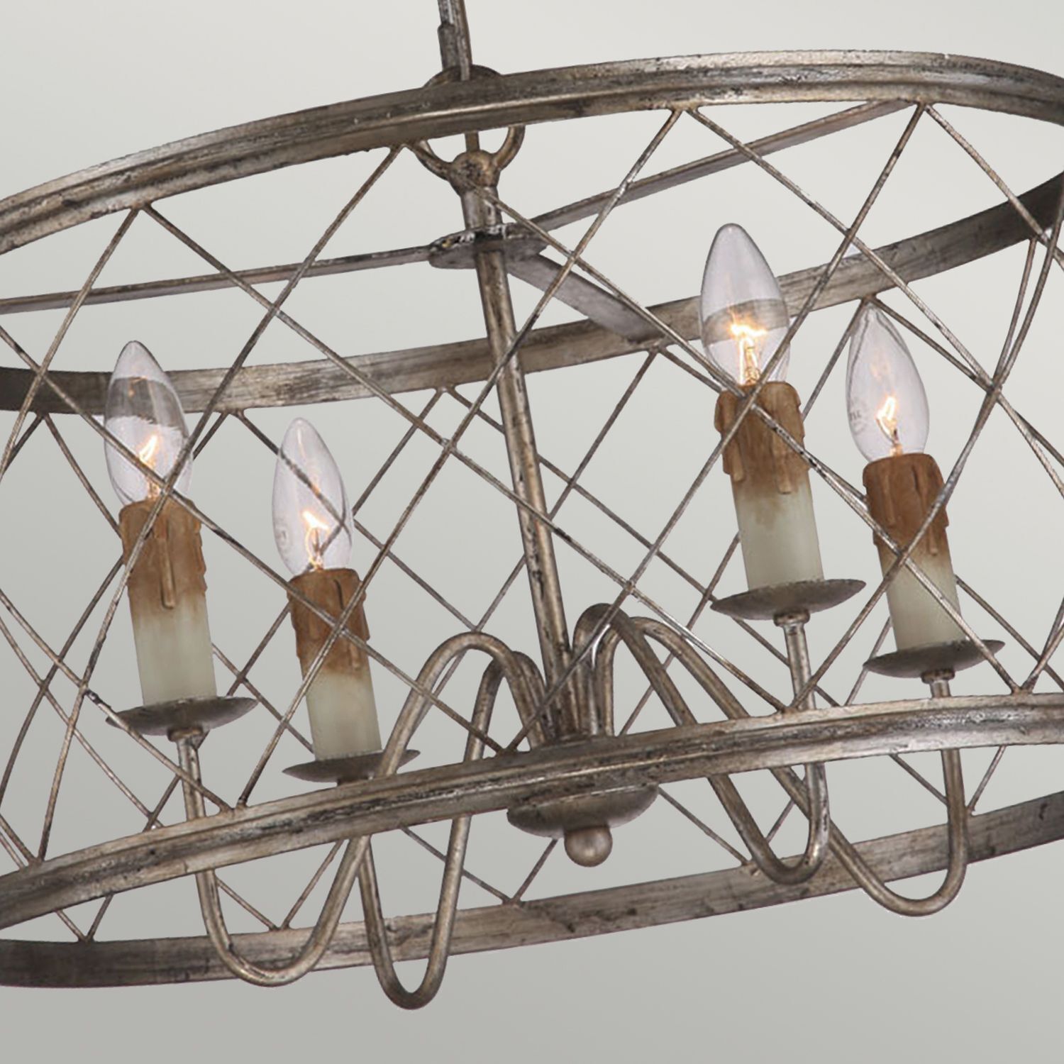 Lampe à suspendre en métal argenté antique Ø53cm Industrial