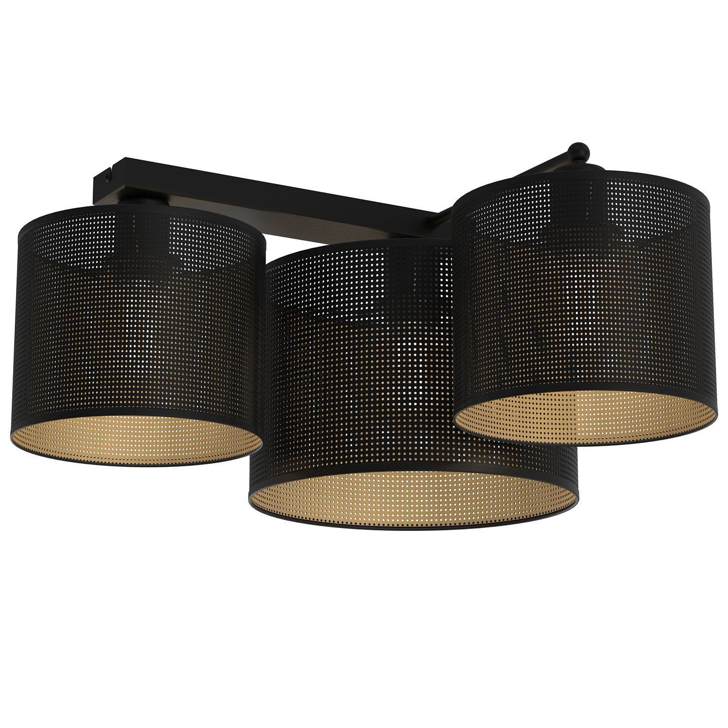 Deckenlampe Metall E27 Schwarz Gold 3-flammig L:43 cm