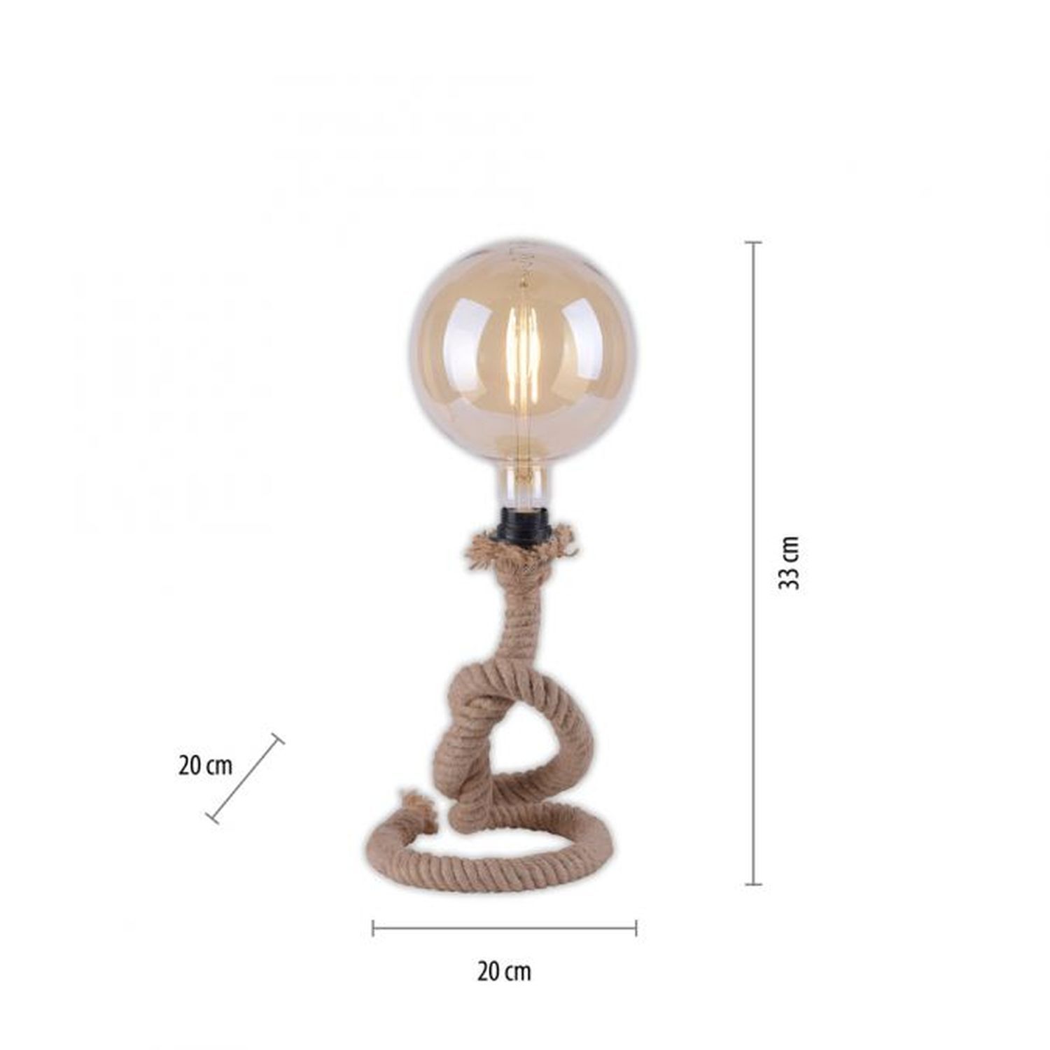 Lampe de table vintage E27 jusqu'à 15 W 33 cm corde tau Lampe