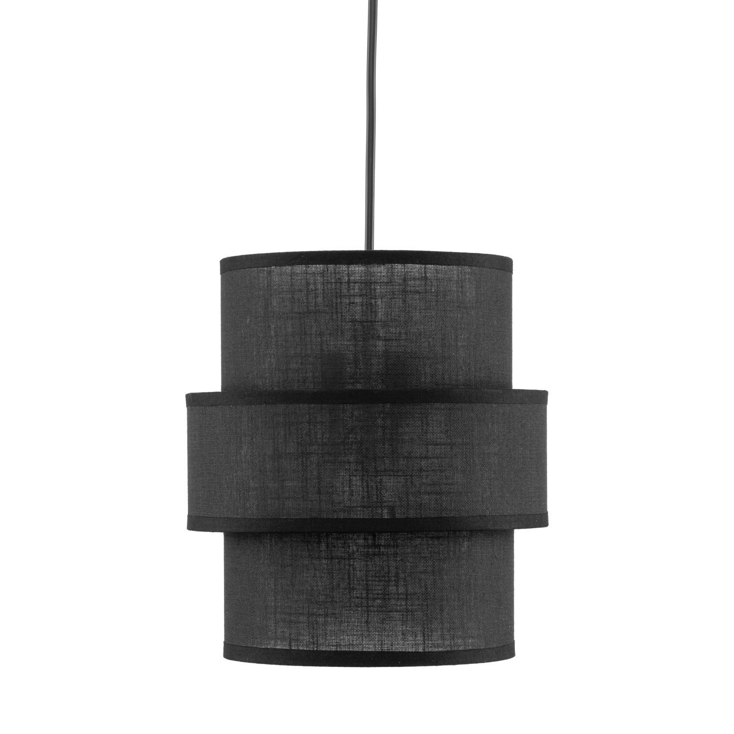 Pendelleuchte Schwarz E27 D: 20 cm rund Modern Stoff Leuchter, Lampe