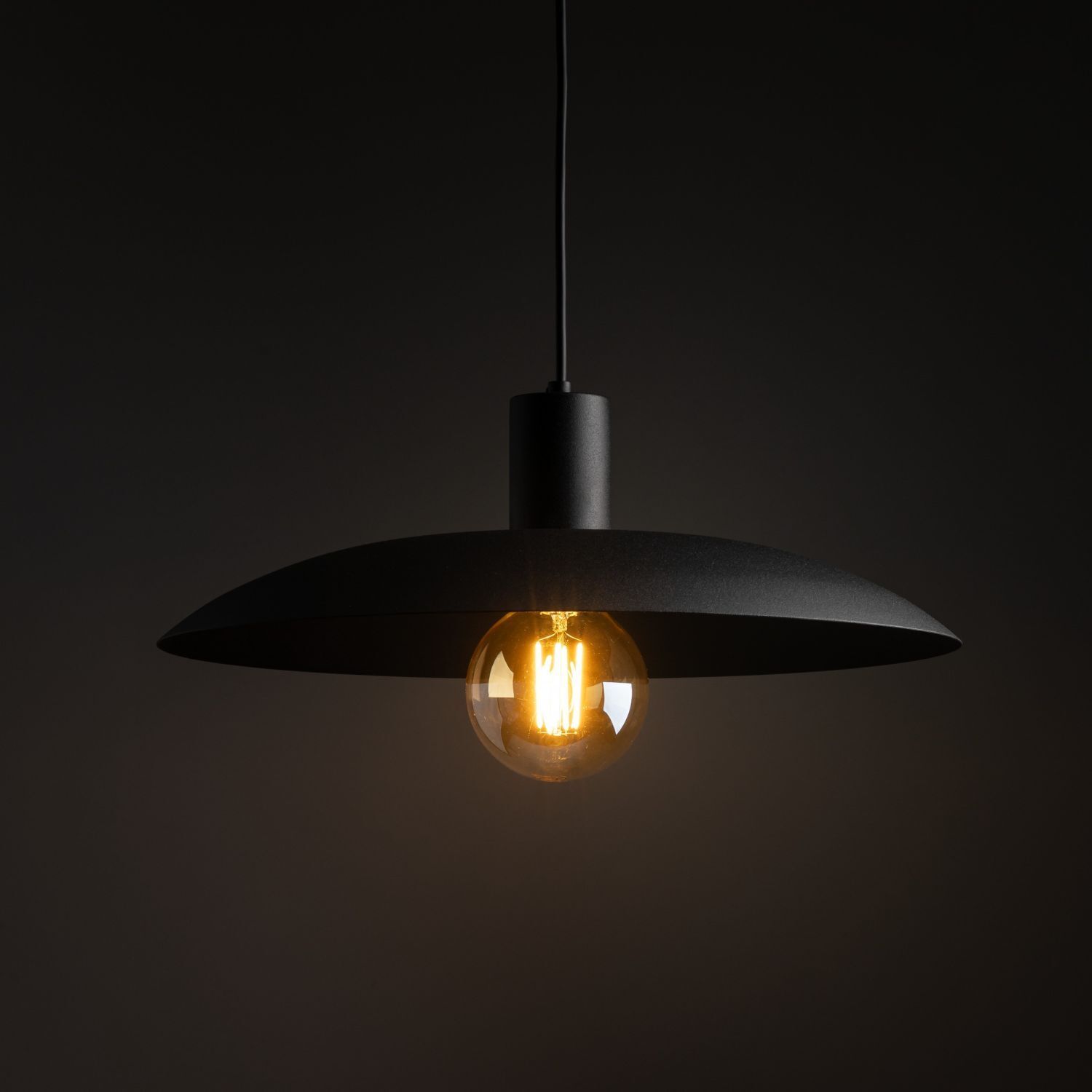 Suspension noire métal Ø41 cm rond E27 Loft