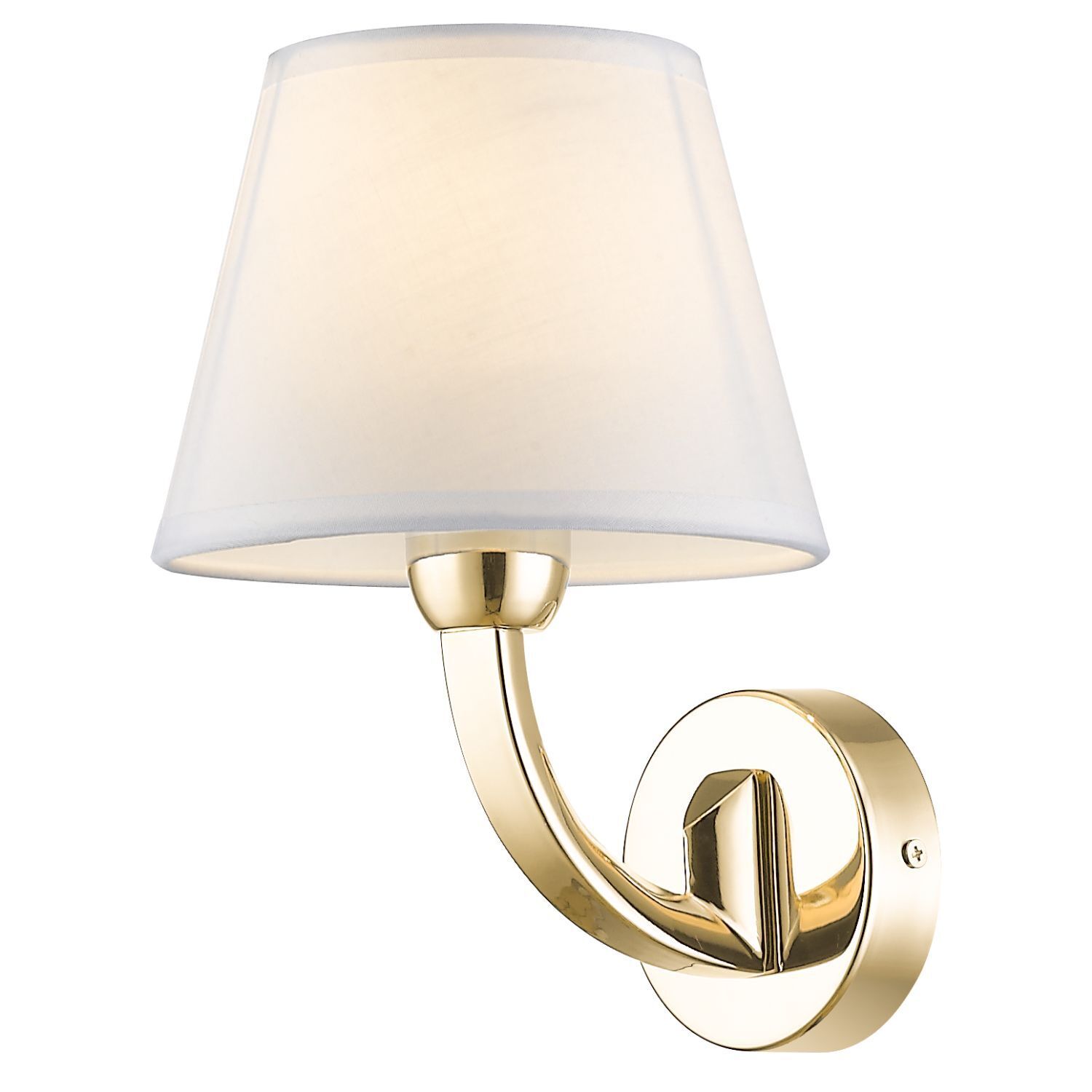 Wandlampe innen Metall Stoff 23,9 cm hoch in Gold Weiß E14