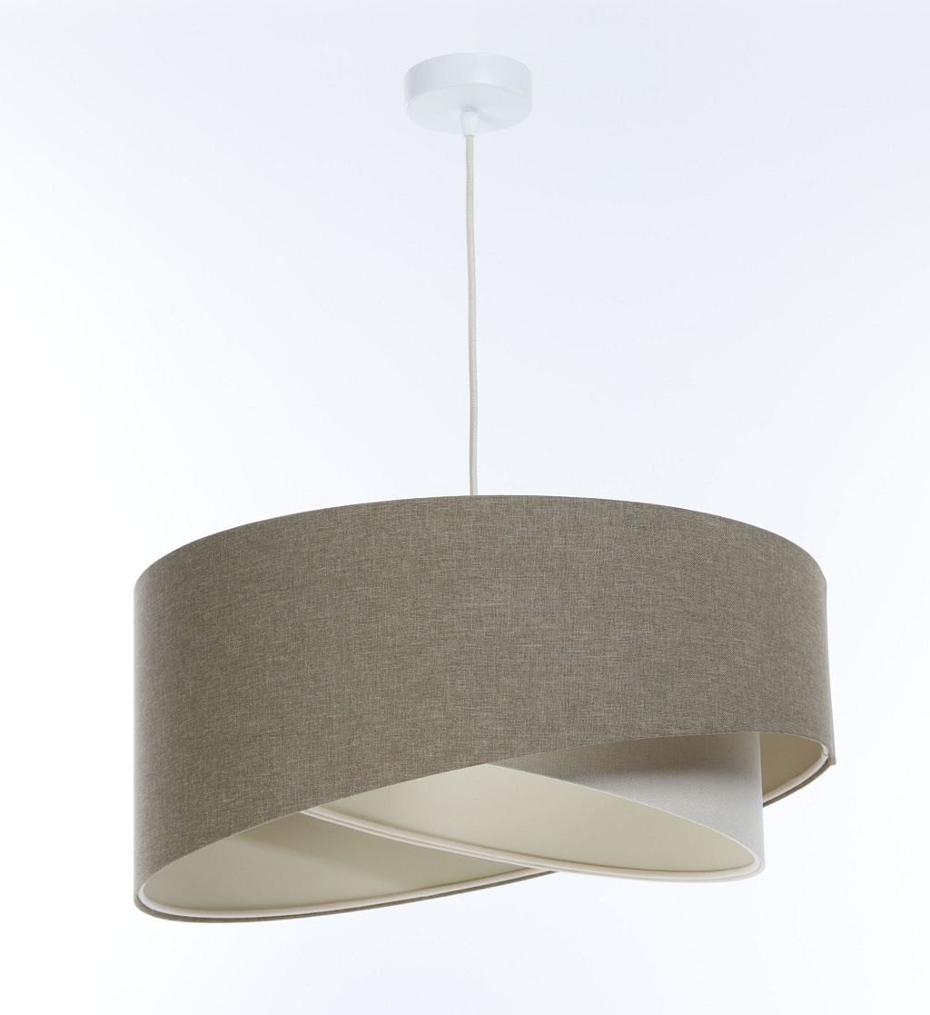 Lampe à suspendre tissu Ø 60 cm rond grand brun crème Moderne