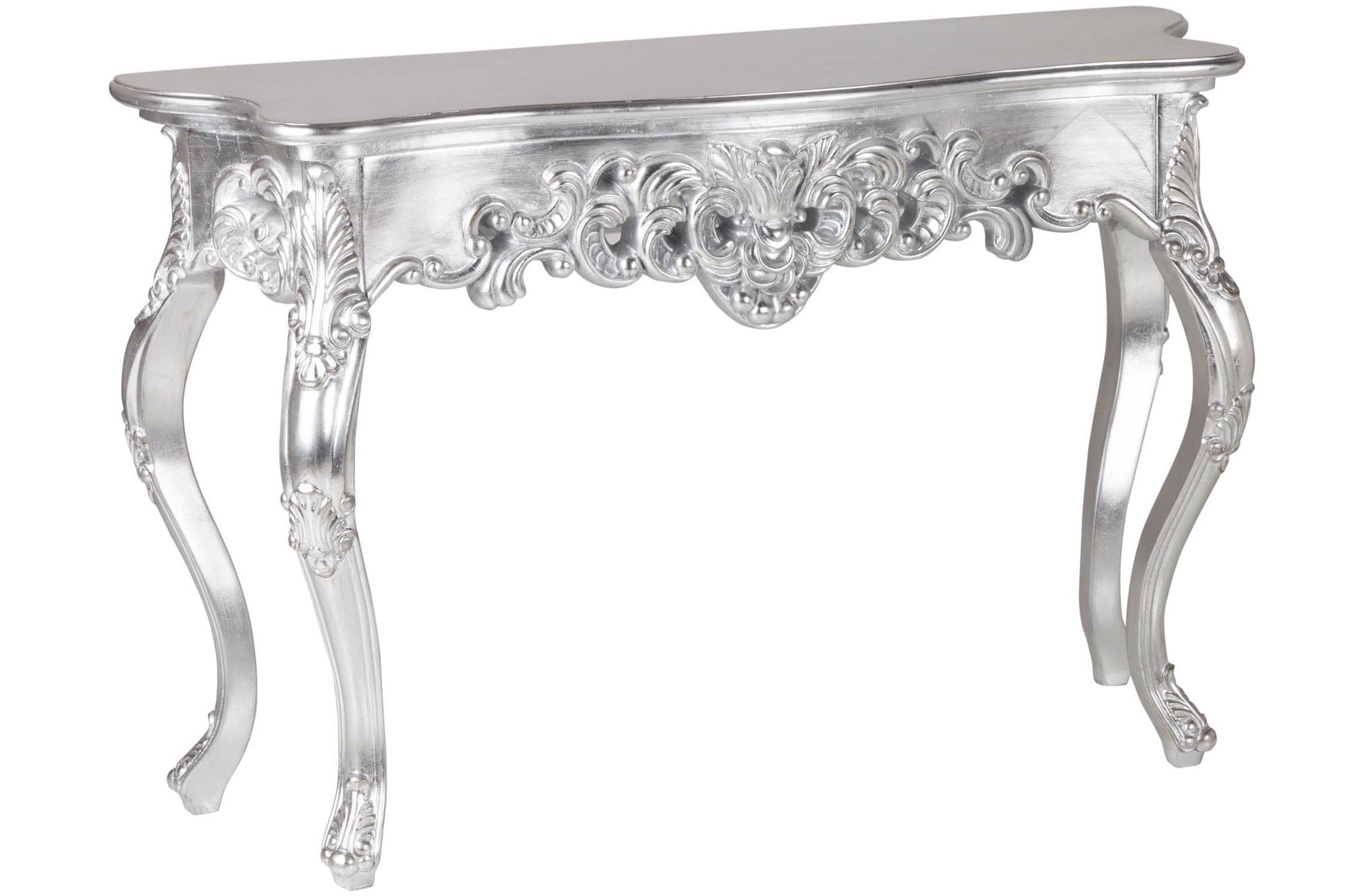 Table console bois polyuréthane argent 110 cm artisanale