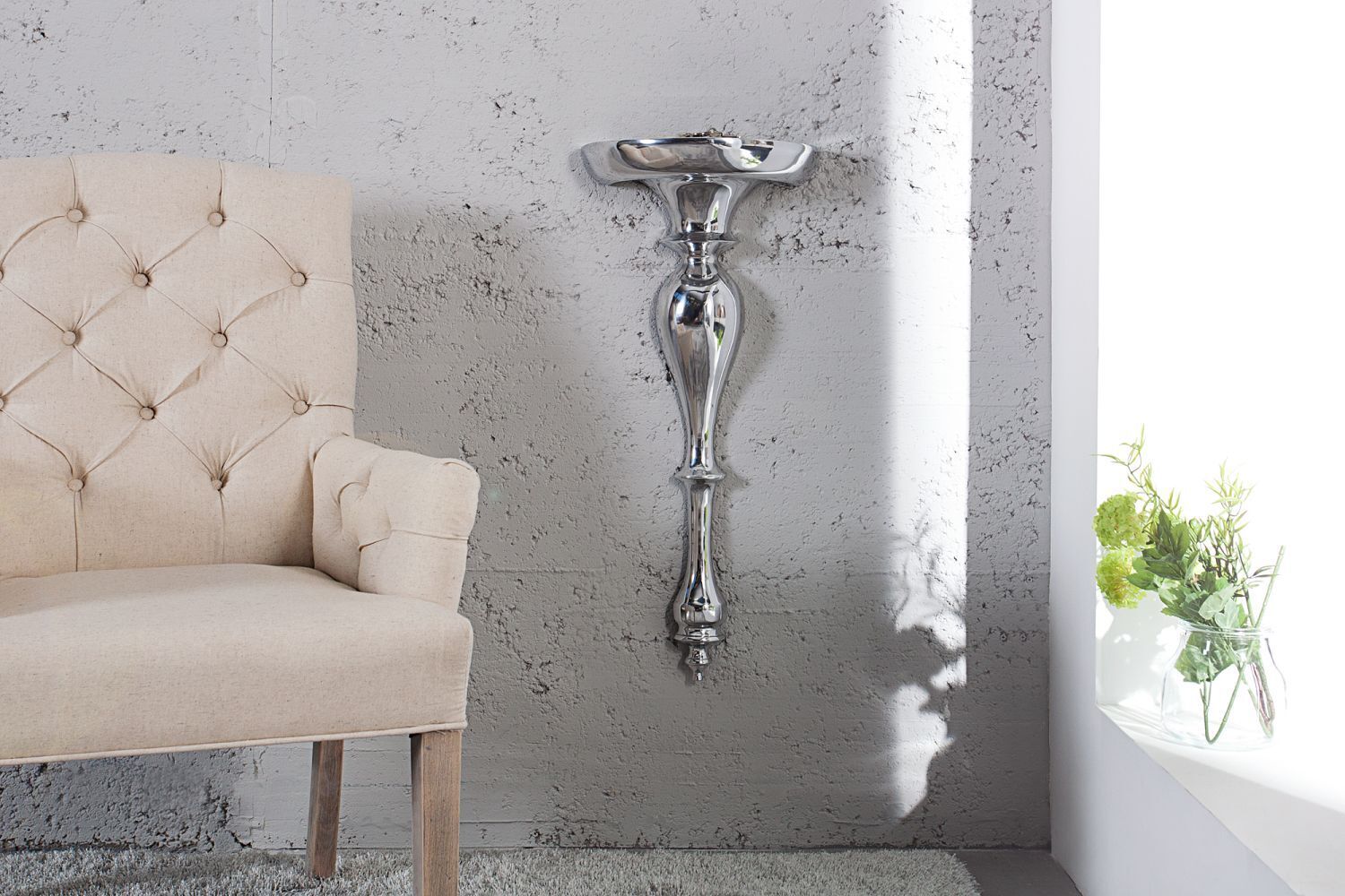 Wandregal Aluminium poliert 35 cm in Silber