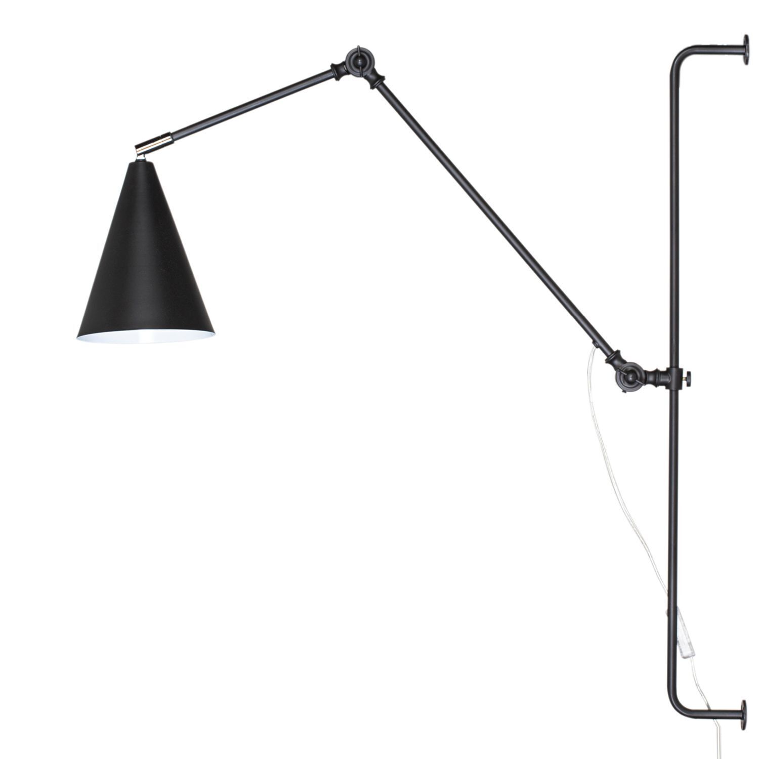 Wandleuchte mit Kabel Schalter Metall Gelenkarm Schwarz E27 Wandleuchte, Wandlampe, Schwarz, Hubarm, Lampenarm