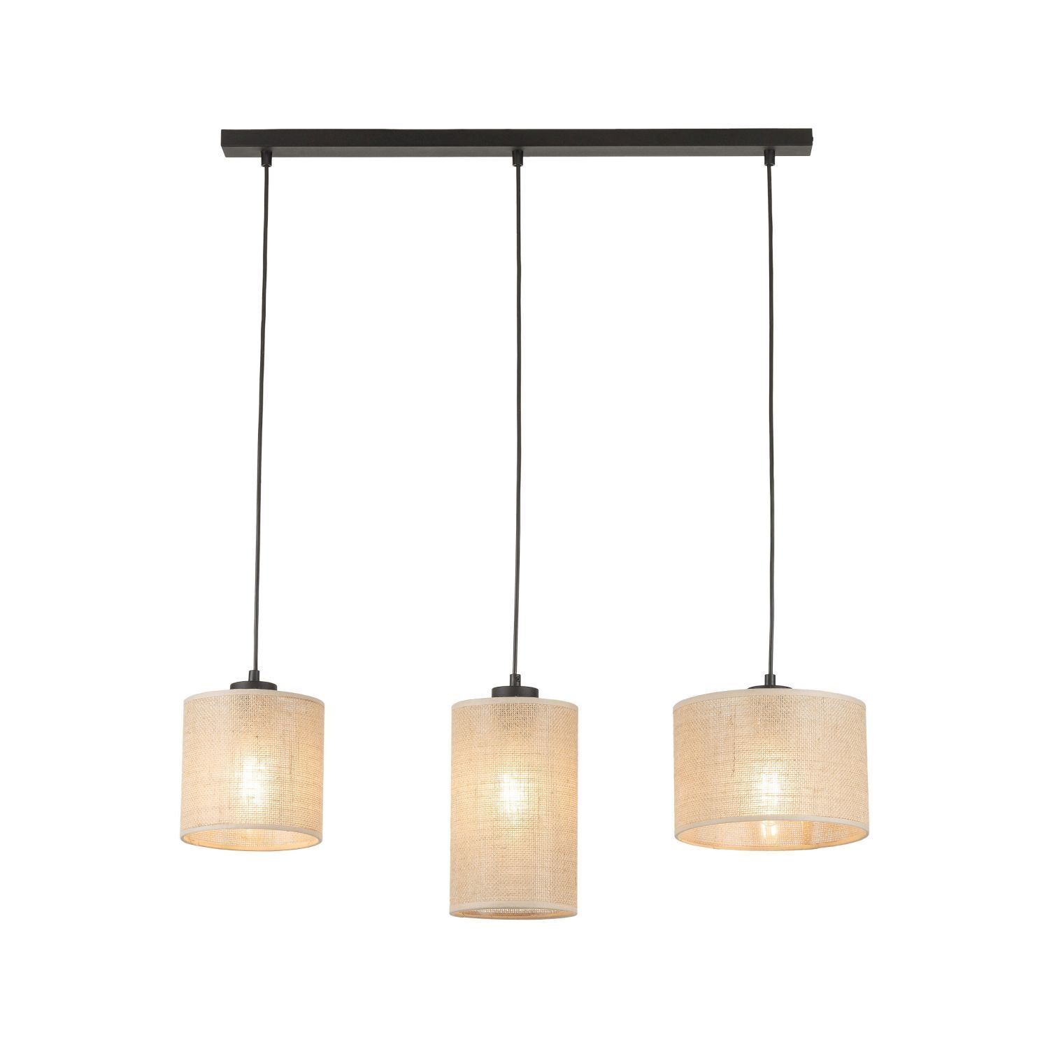 Suspension 3 flammes tissu métal L : 79 cm E27 Boho