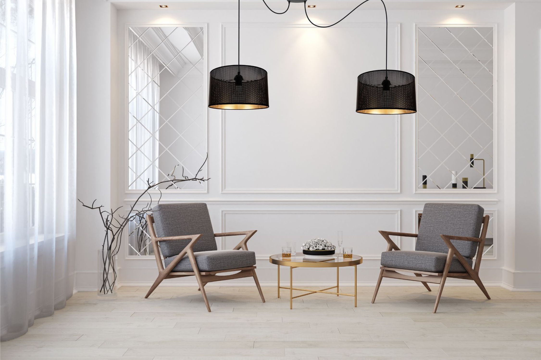 Hängelampe Spider Schwarz Gold E27 2-flmg L:200 cm groß Innenarchitektur, Tasse, Stuhl, Dekoration für Zuhause, Lampe