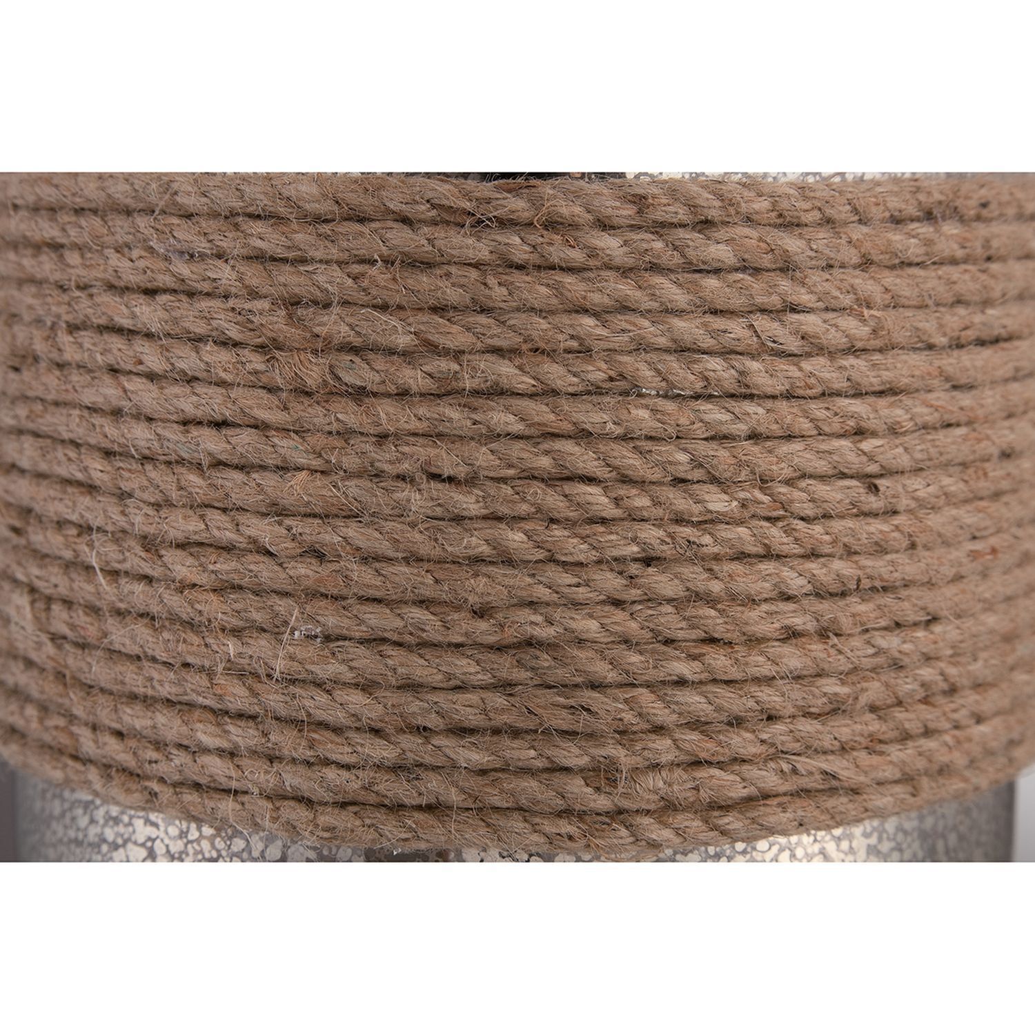 Tischleuchte Glas Leinen Klassisch 83cm in Silber Beige Seil